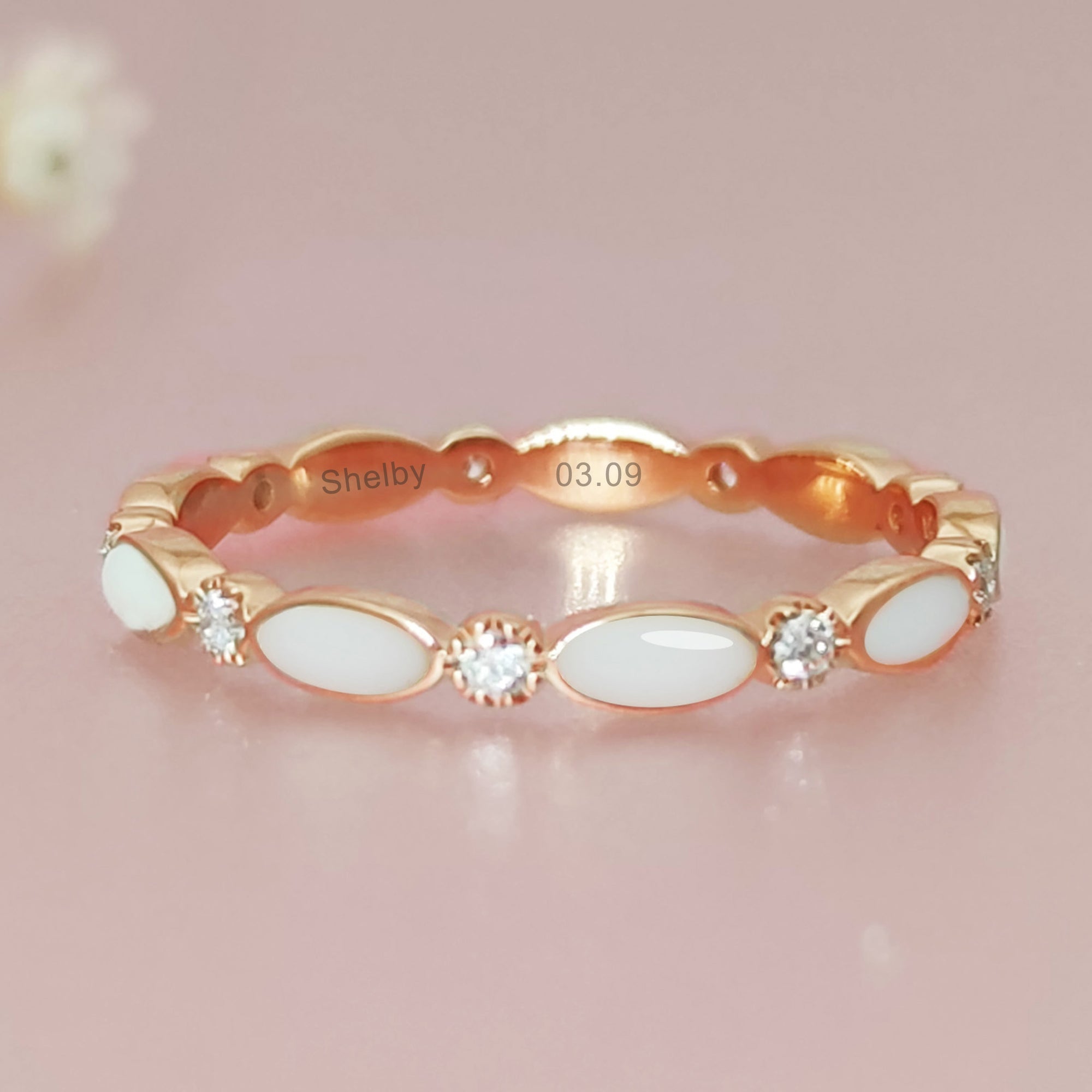 EndlessLove: Full Band Multi-Marquise Stackable Birthstone Breast Milk Ring