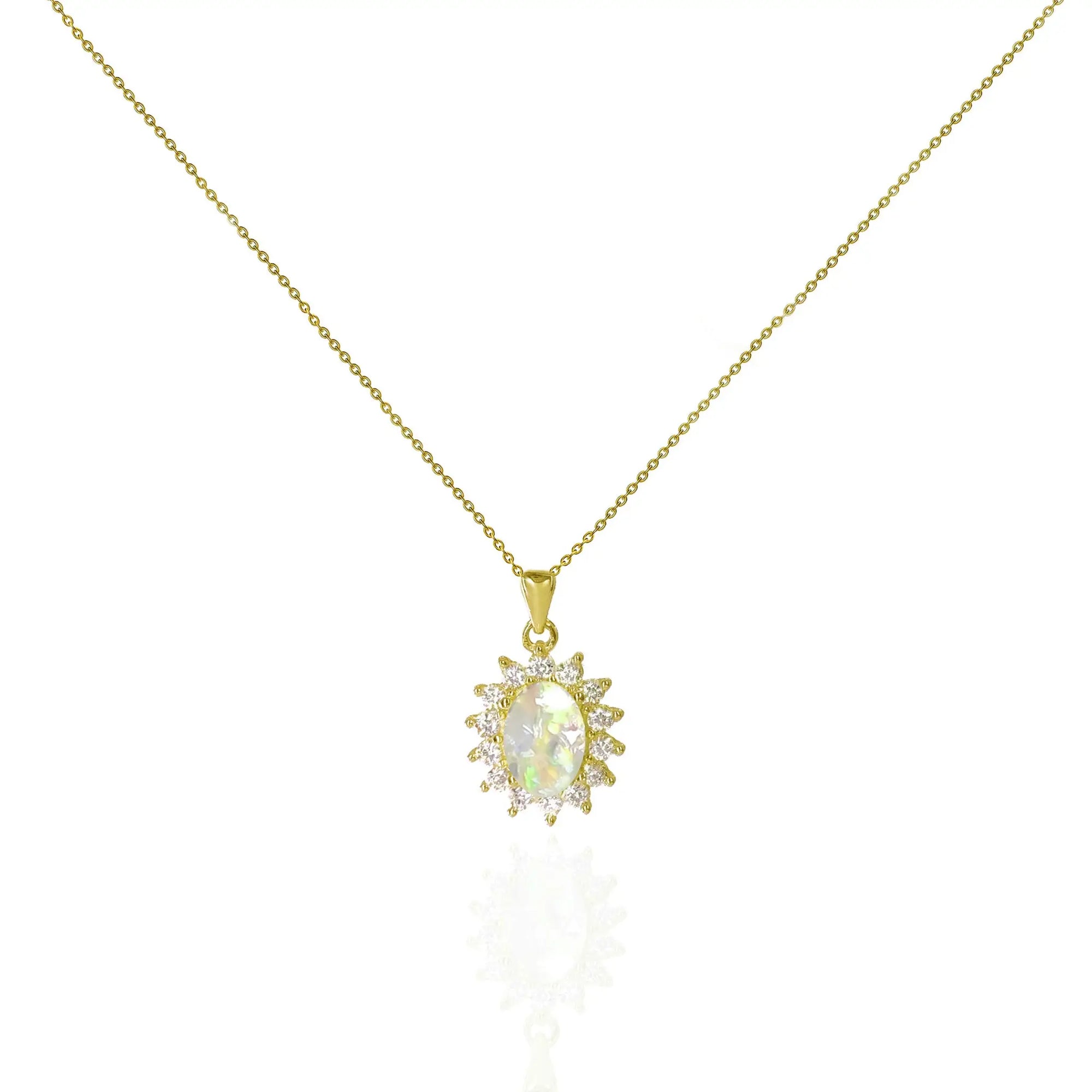 Ovaler Halo-Starburst-Aschering, Halskette und Ohrringe aus Sterlingsilber (DIY-Set)