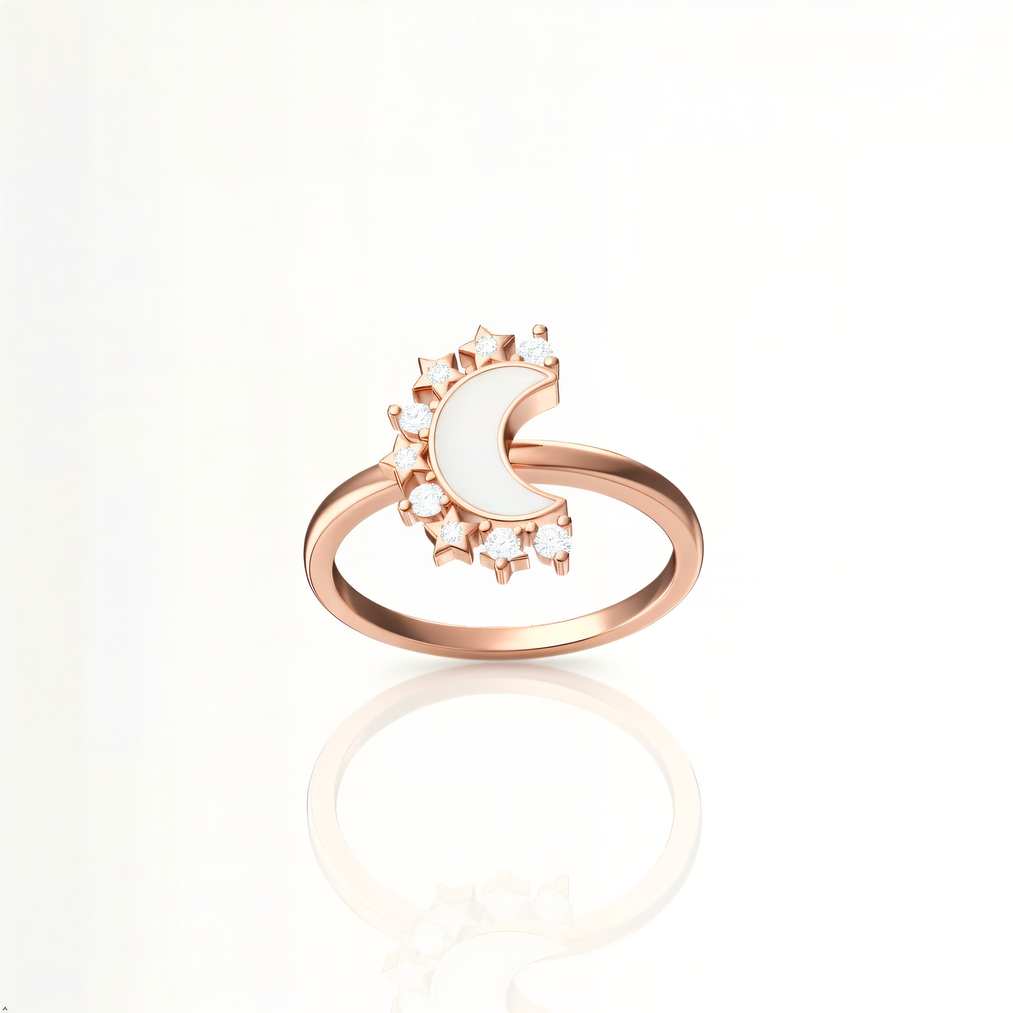 Lunar Radiance: Solid Gold Marquise Breastmilk Ring Set