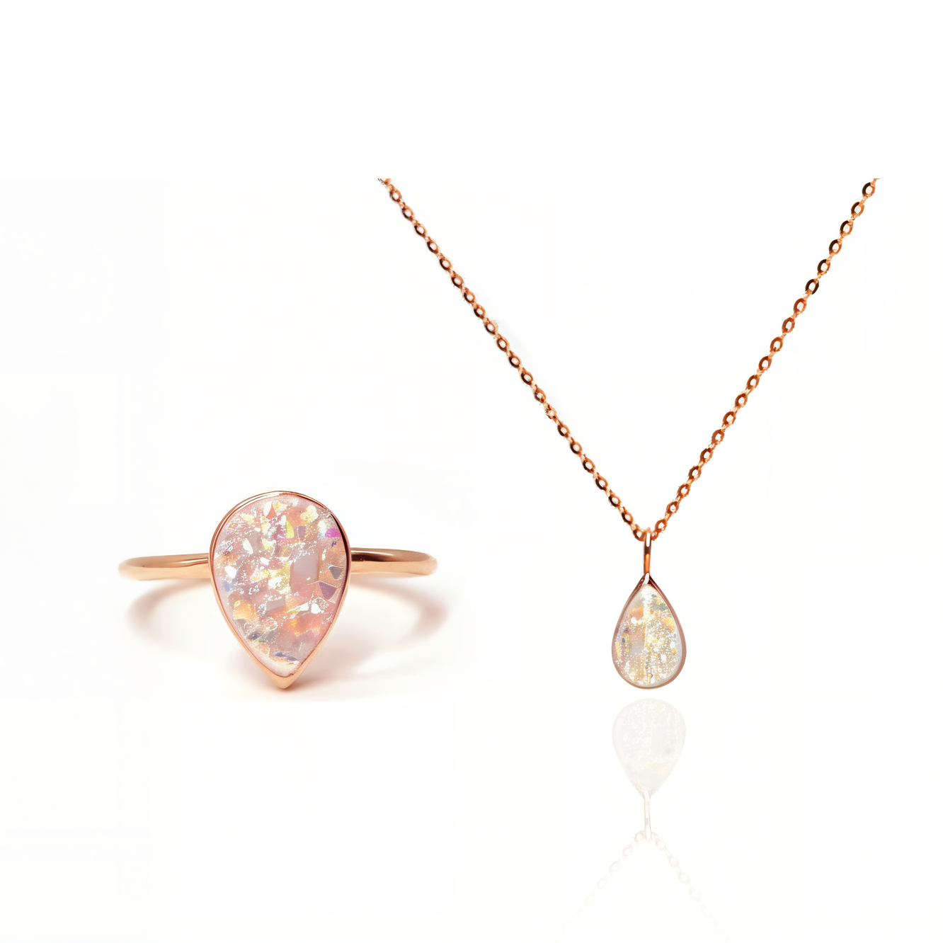 Sterling Silber Teardrop Asche Ring &amp;amp; Halskette (DIY-Kit)