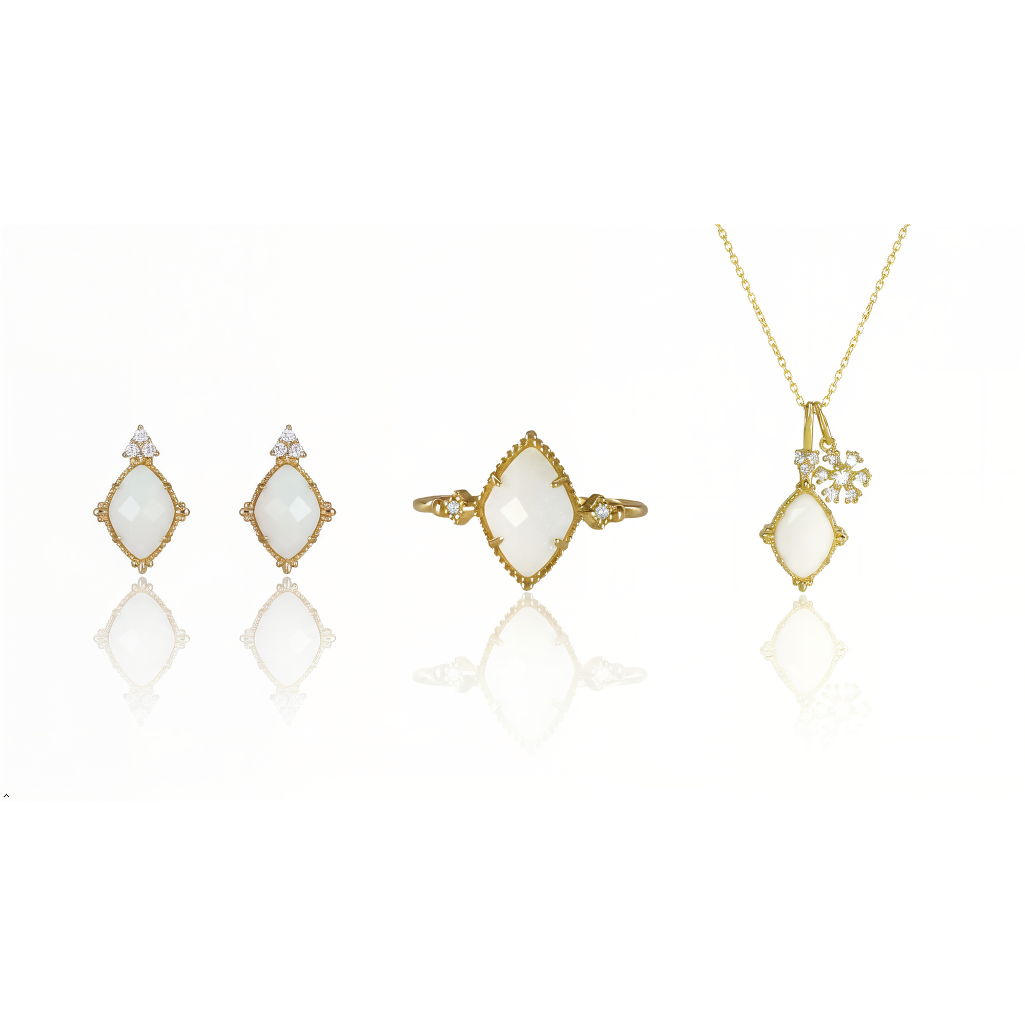 Muttermilchring/Halskette/Ohrringe in Diamantform aus Sterlingsilber (DIY-Set)