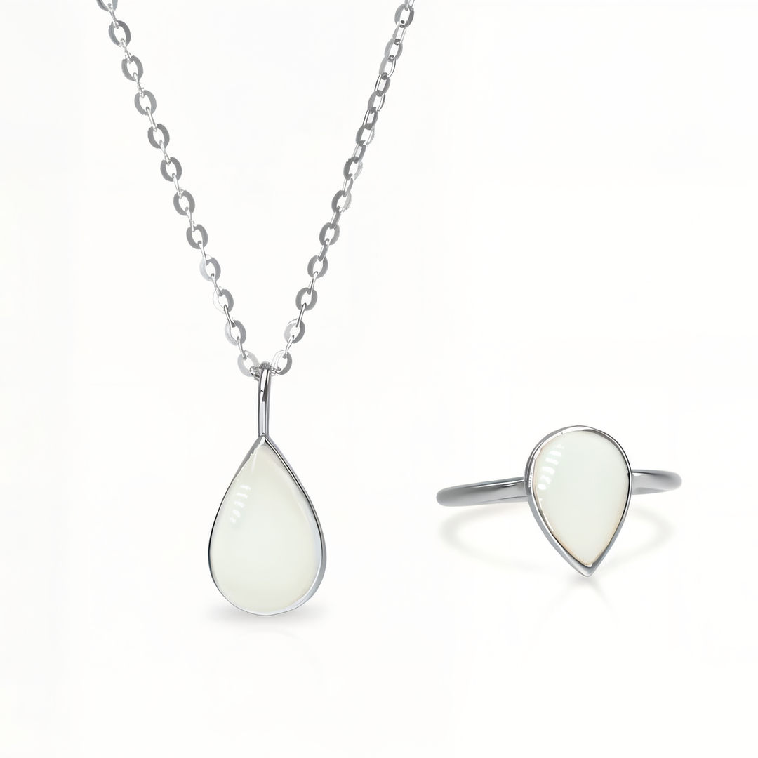 Muttermilchring und -kette in Tropfenform aus Sterlingsilber (DIY-KIT)