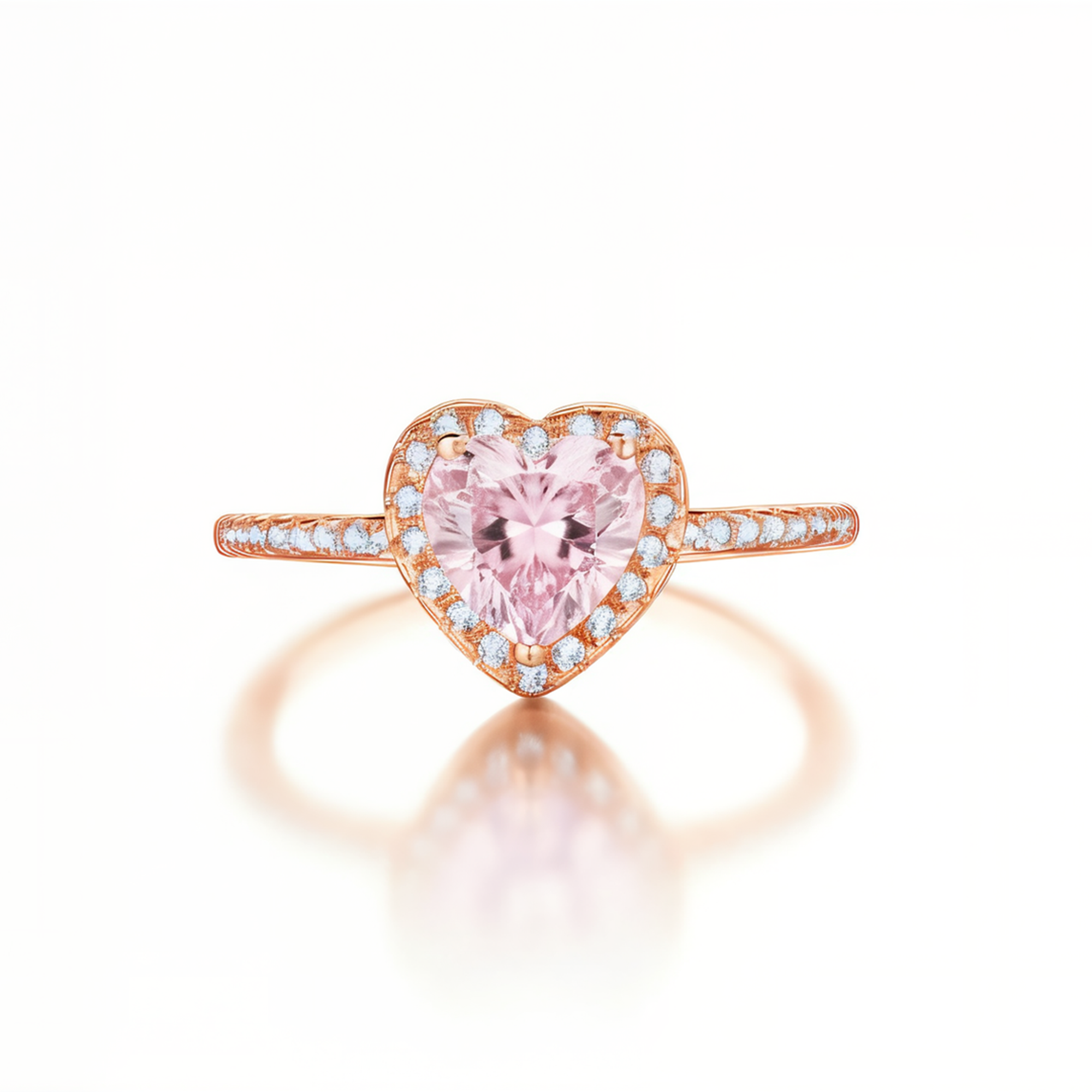 Promise Bloom: Anillo de cenizas de moissanita en forma de corazón