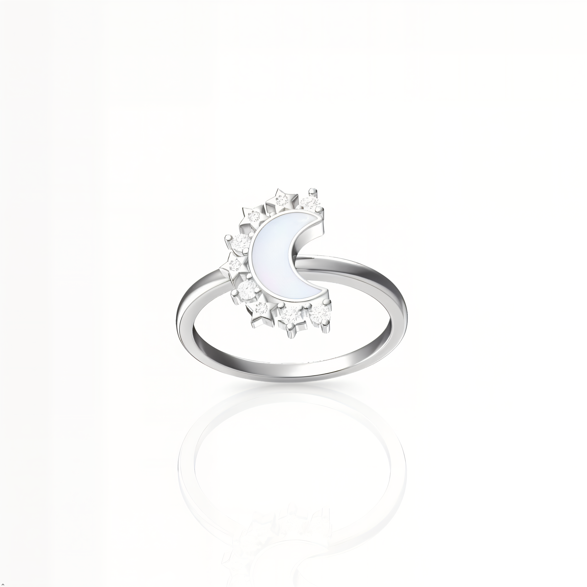 Lunar Radiance: Solid Gold Marquise Breastmilk Ring Set