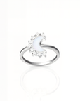 Lunar Radiance: Solid Gold Marquise Breastmilk Ring Set