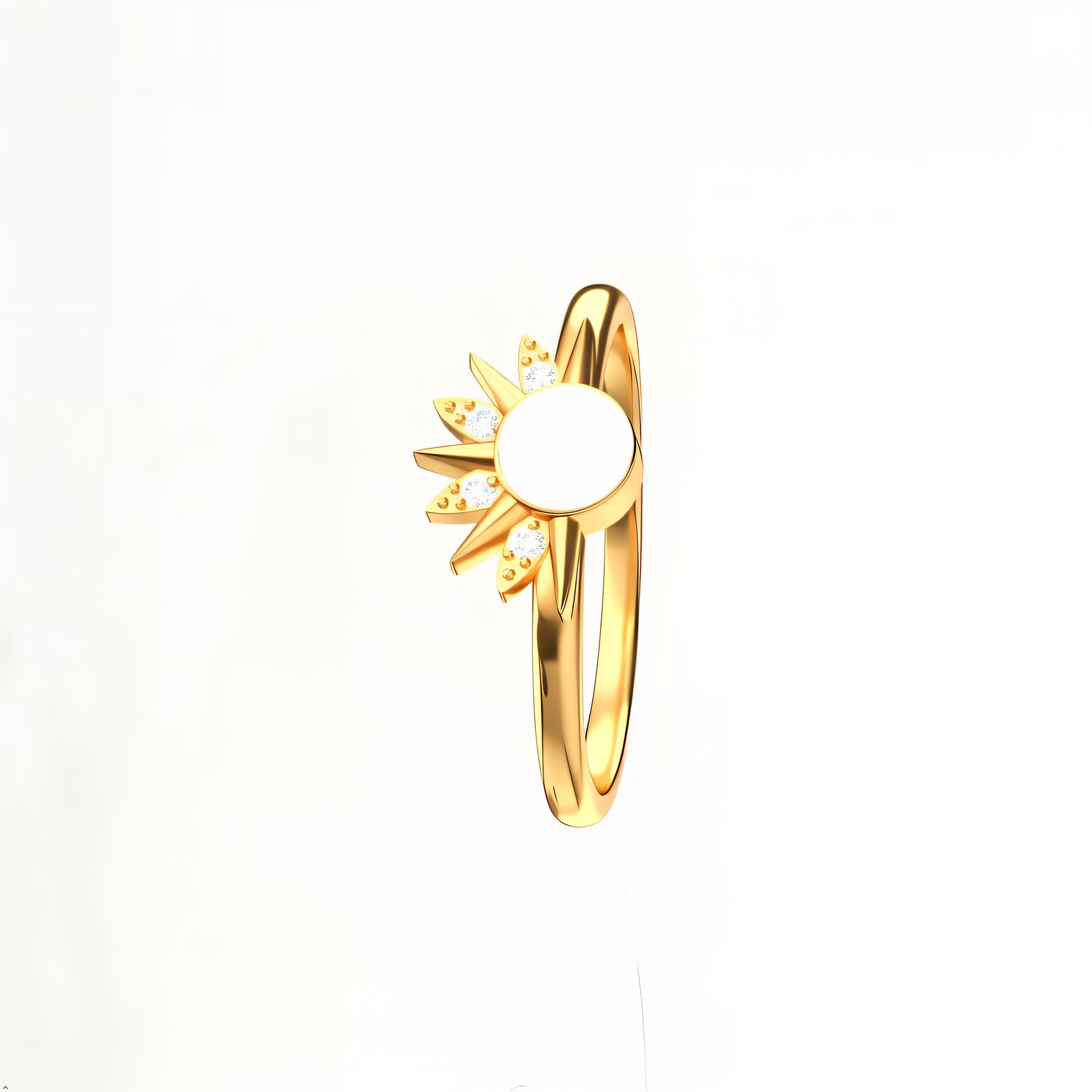 Lunar Radiance: Solid Gold Marquise Breastmilk Ring Set