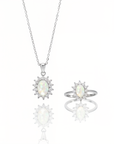 Sterling Silver Oval Halo Starburst Ashes Ring&Necklace&Earrings (DIY KIT)