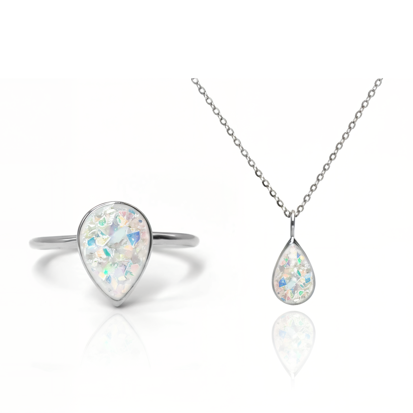 Sterling Silber Teardrop Asche Ring &amp;amp; Halskette (DIY-Kit)