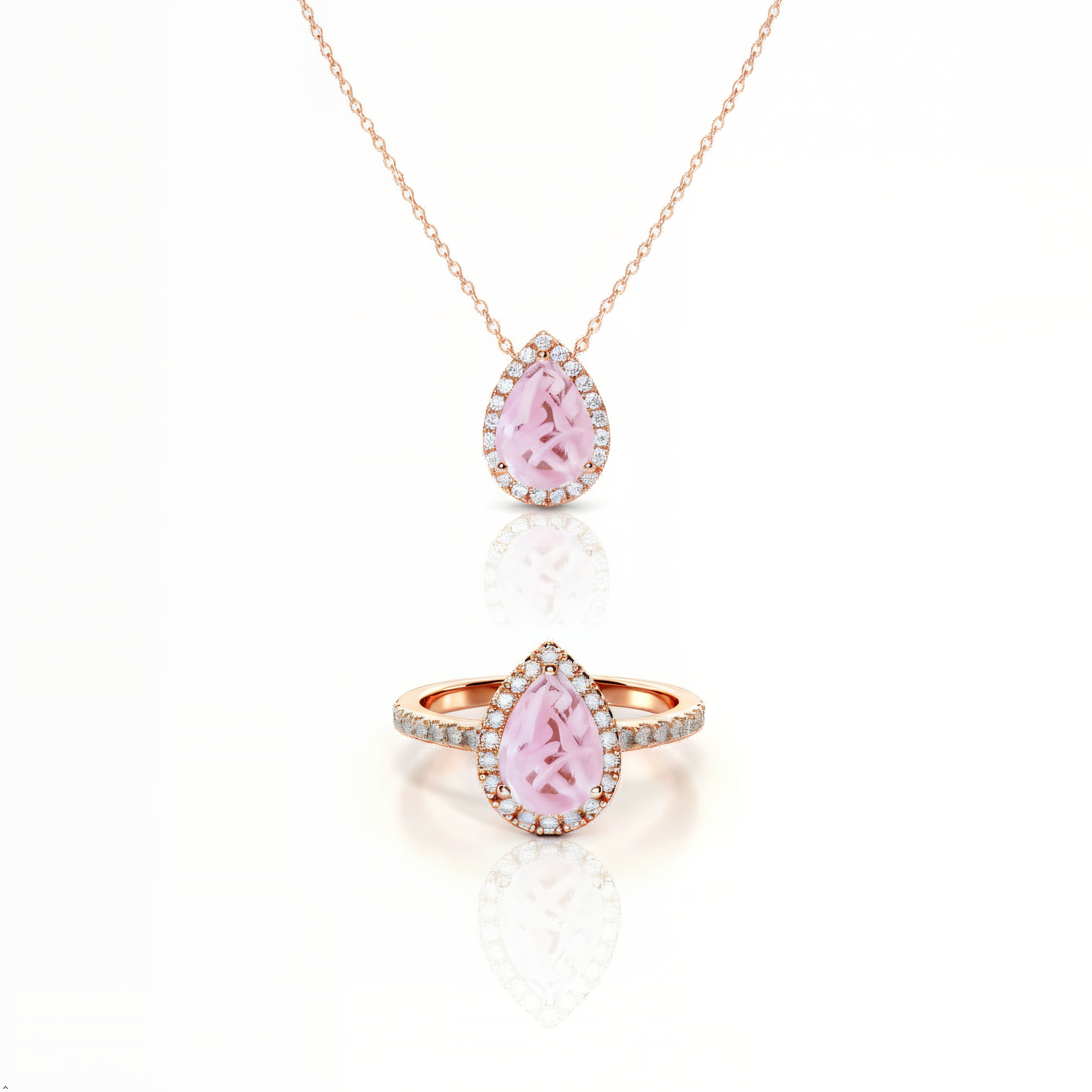 Schwangerschaftstestring und -kette aus Sterlingsilber mit Halo-Tropfendesign (DIY-KIT)