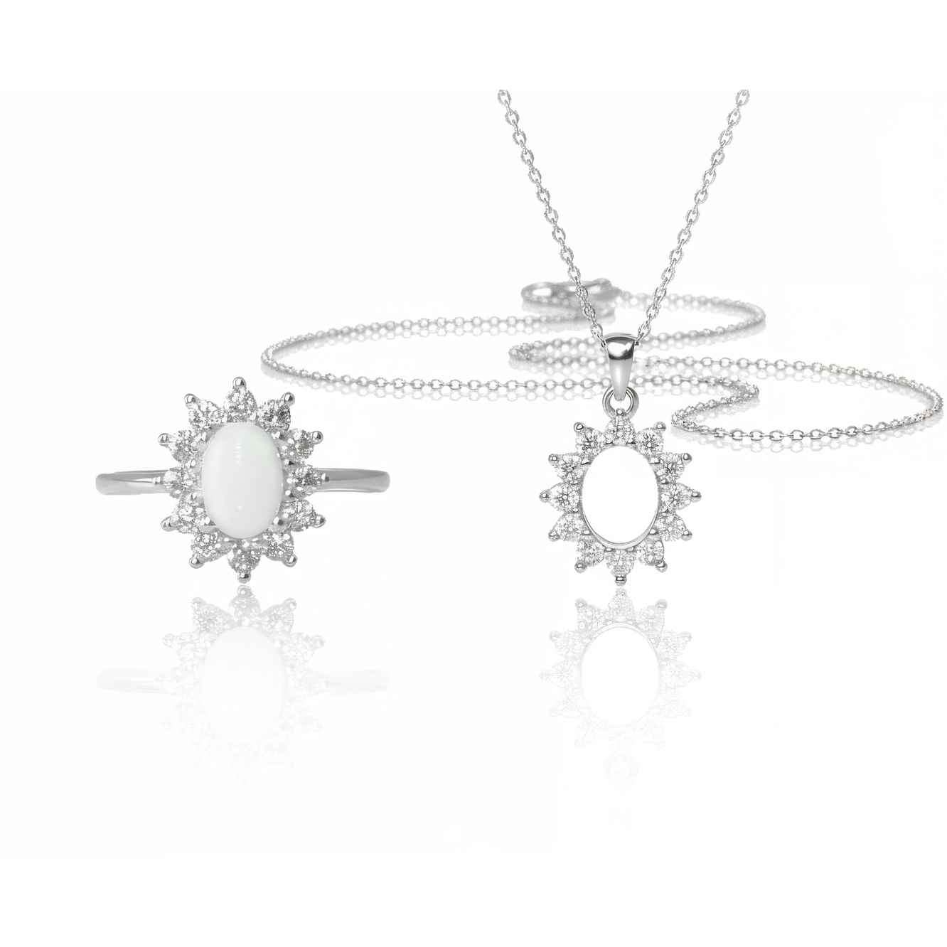 Sterling Silver Starburst Oval Breastmilk Ring /Necklace /Earrings (DIY KIT)