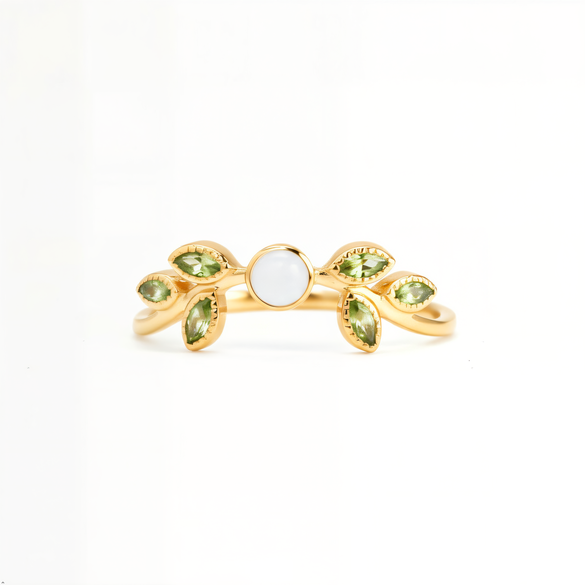 Whispering Heartleaf: Solid Gold Breastmilk Ring set