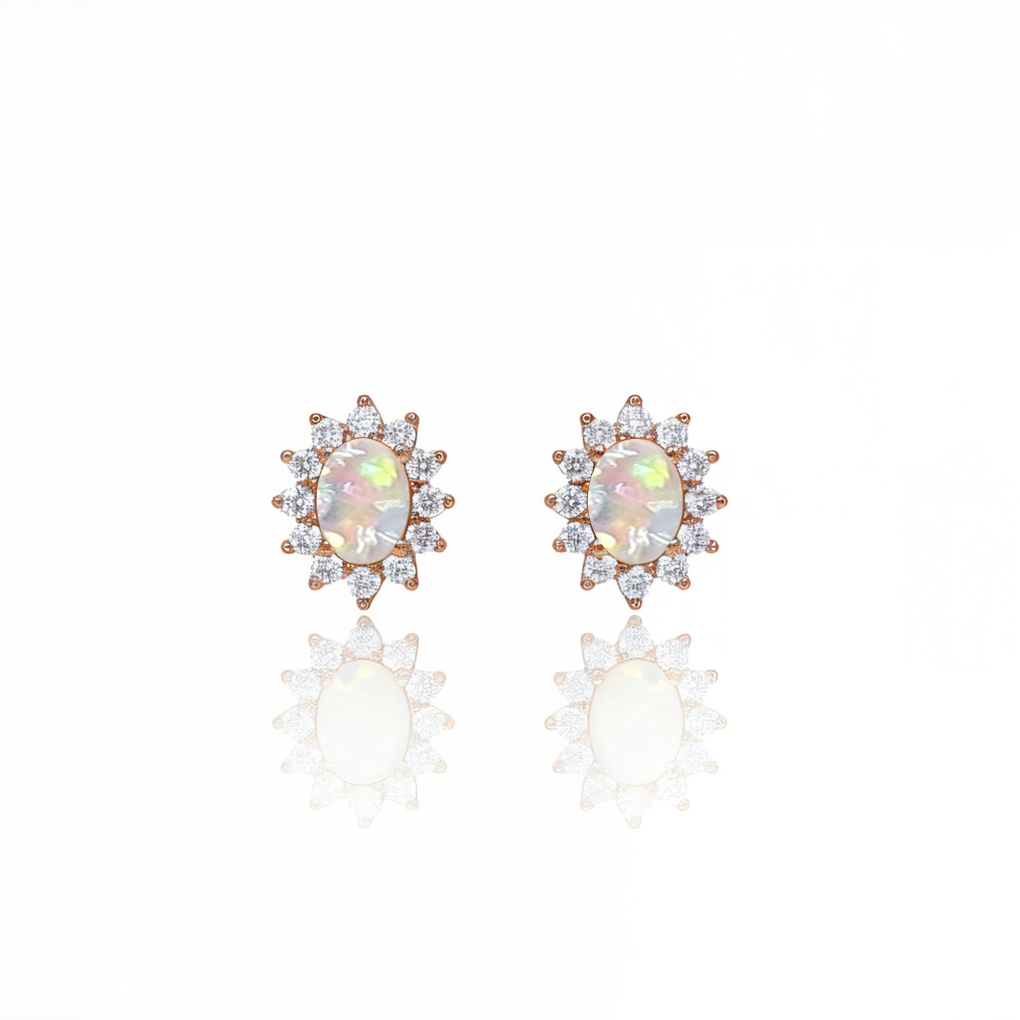 Ovaler Halo-Starburst-Aschering, Halskette und Ohrringe aus Sterlingsilber (DIY-Set)