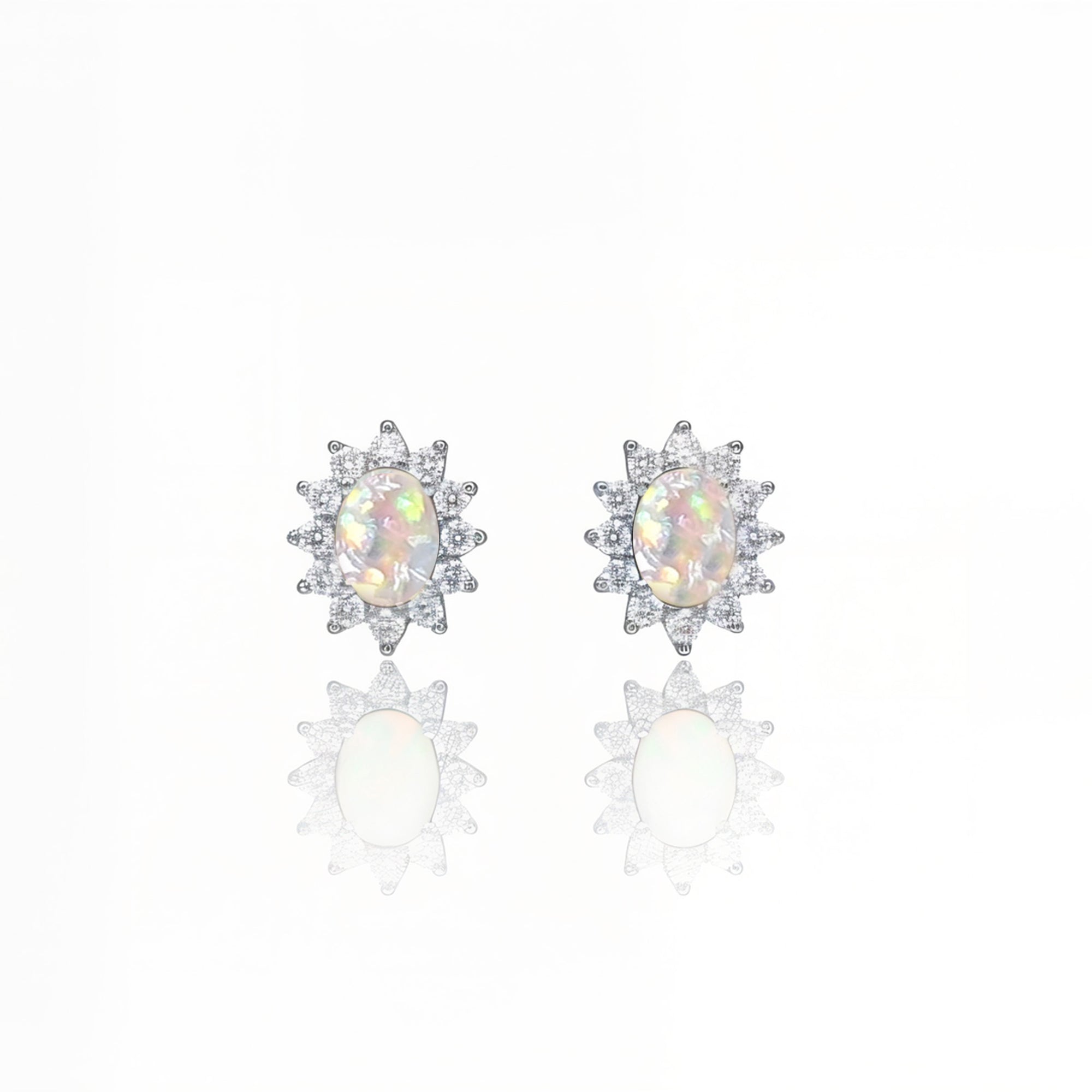 Ovaler Halo-Starburst-Aschering, Halskette und Ohrringe aus Sterlingsilber (DIY-Set)