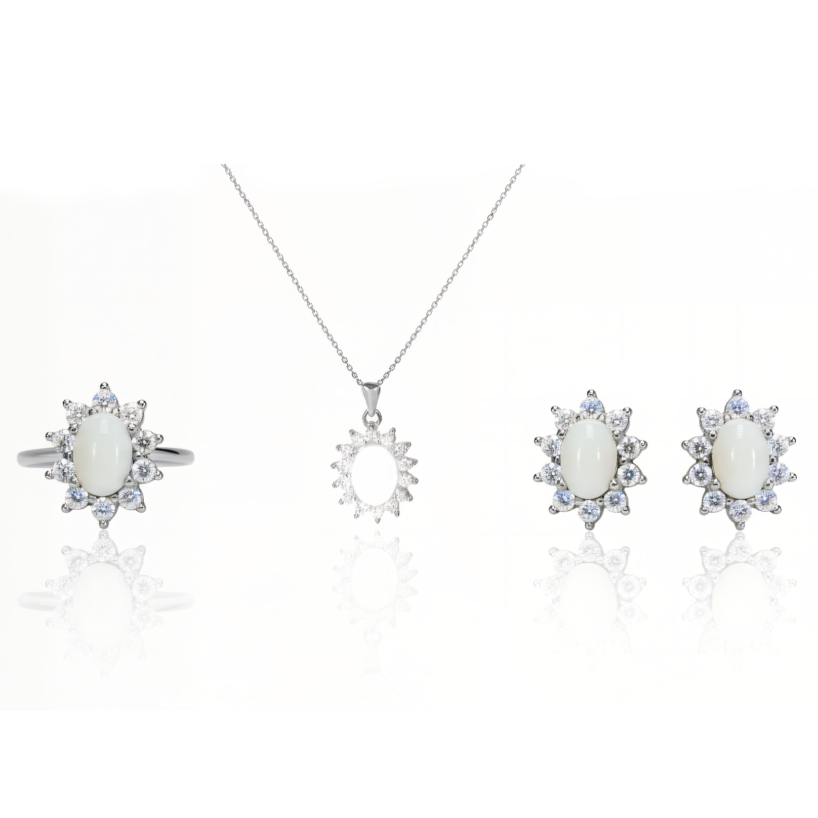 Sterling Silver Starburst Oval Breastmilk Ring /Necklace /Earrings (DIY KIT)