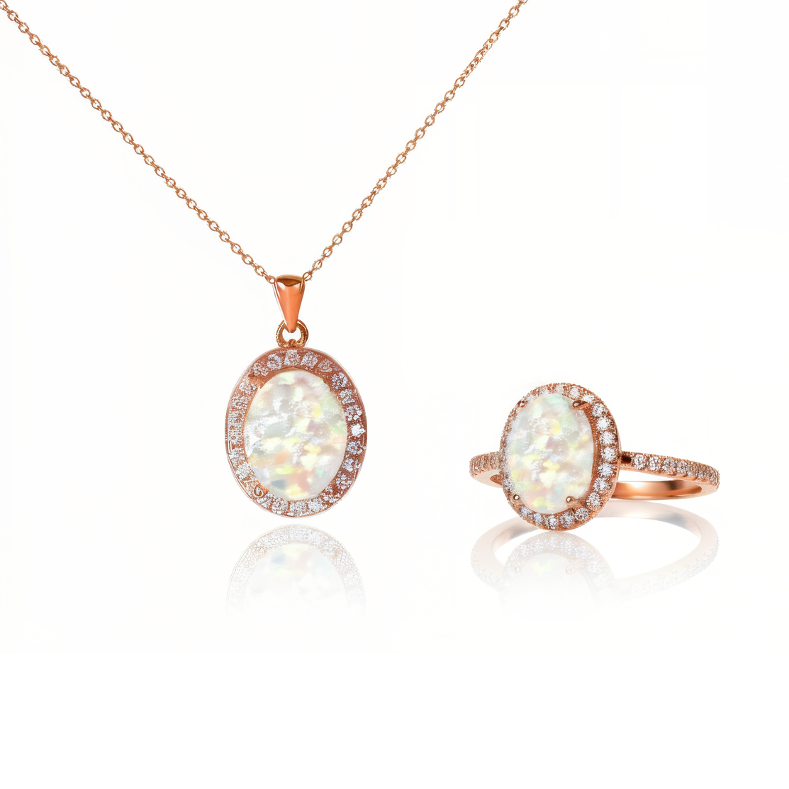 Ovaler Halo-Aschering &amp;amp; Halskette &amp;amp; Ohrringe aus Sterlingsilber (DIY-Kit)