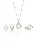 Sterling Silver Oval Halo Starburst Ashes Ring&Necklace&Earrings (DIY KIT)