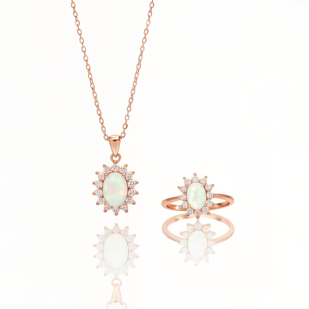 Sterling Silver Oval Halo Starburst Ashes Ring&amp;Necklace&amp;Earrings (DIY KIT)