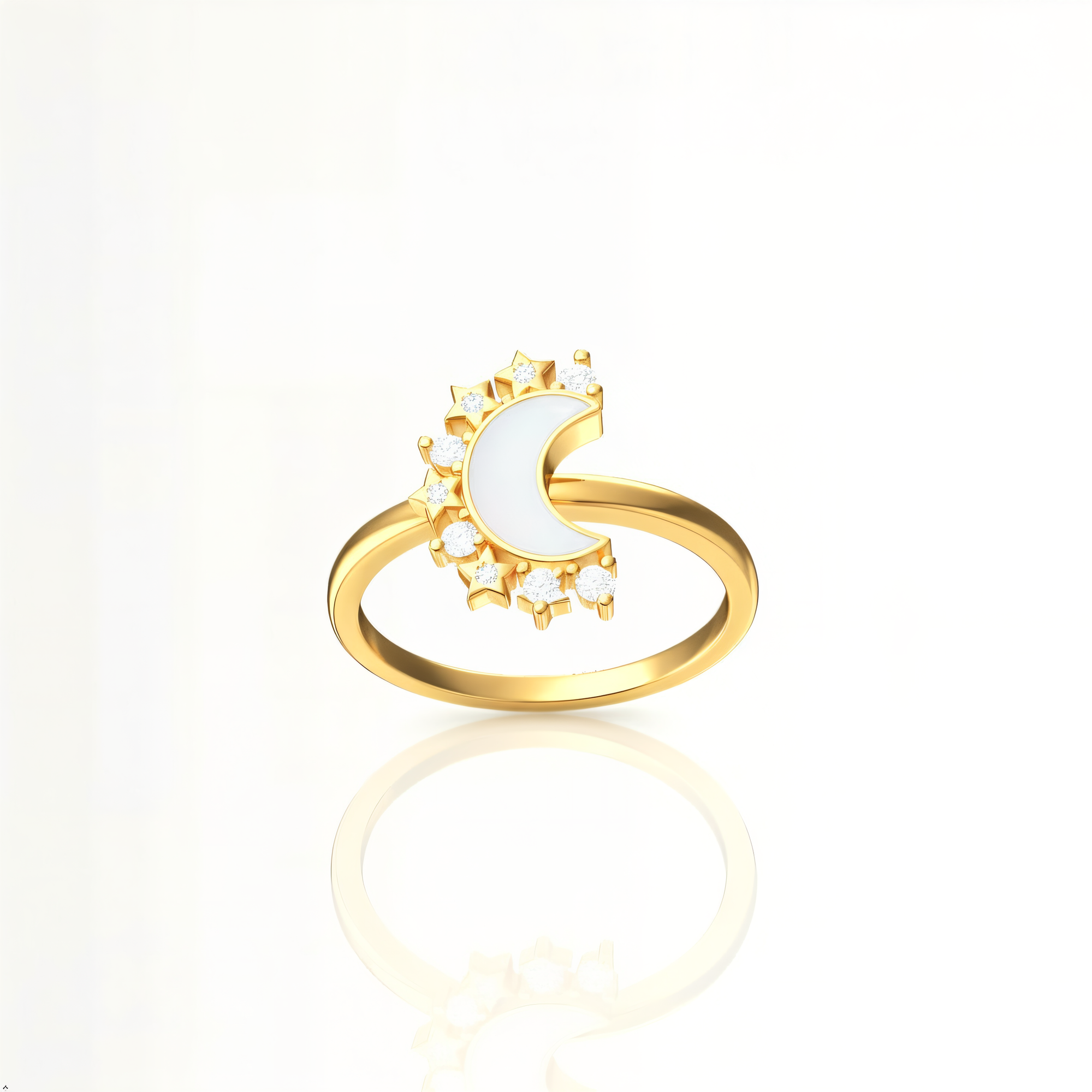 Lunar Radiance: Solid Gold Marquise Breastmilk Ring Set