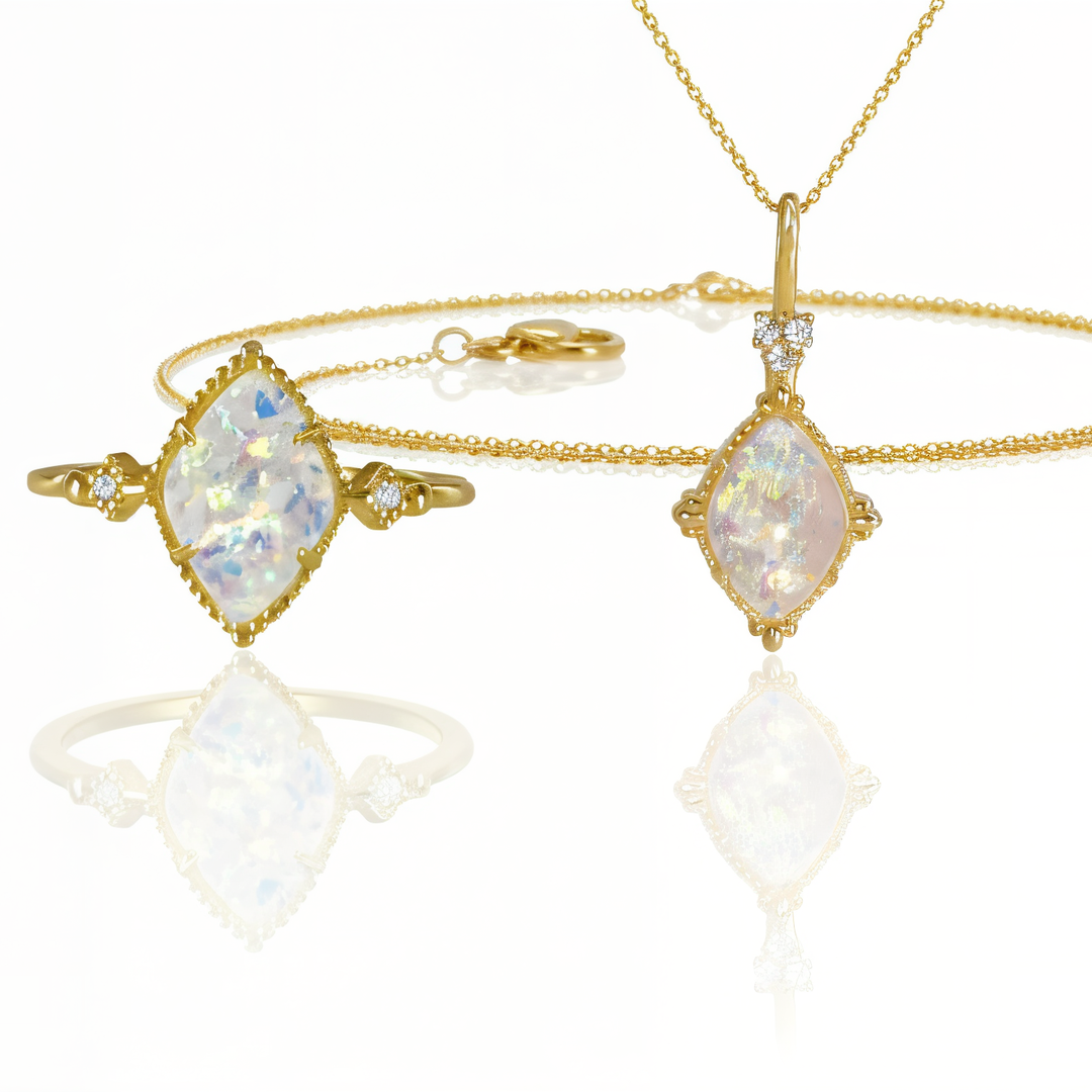 Anillo, collar y pendientes de cenizas en forma de diamante de plata esterlina (kit para armar)