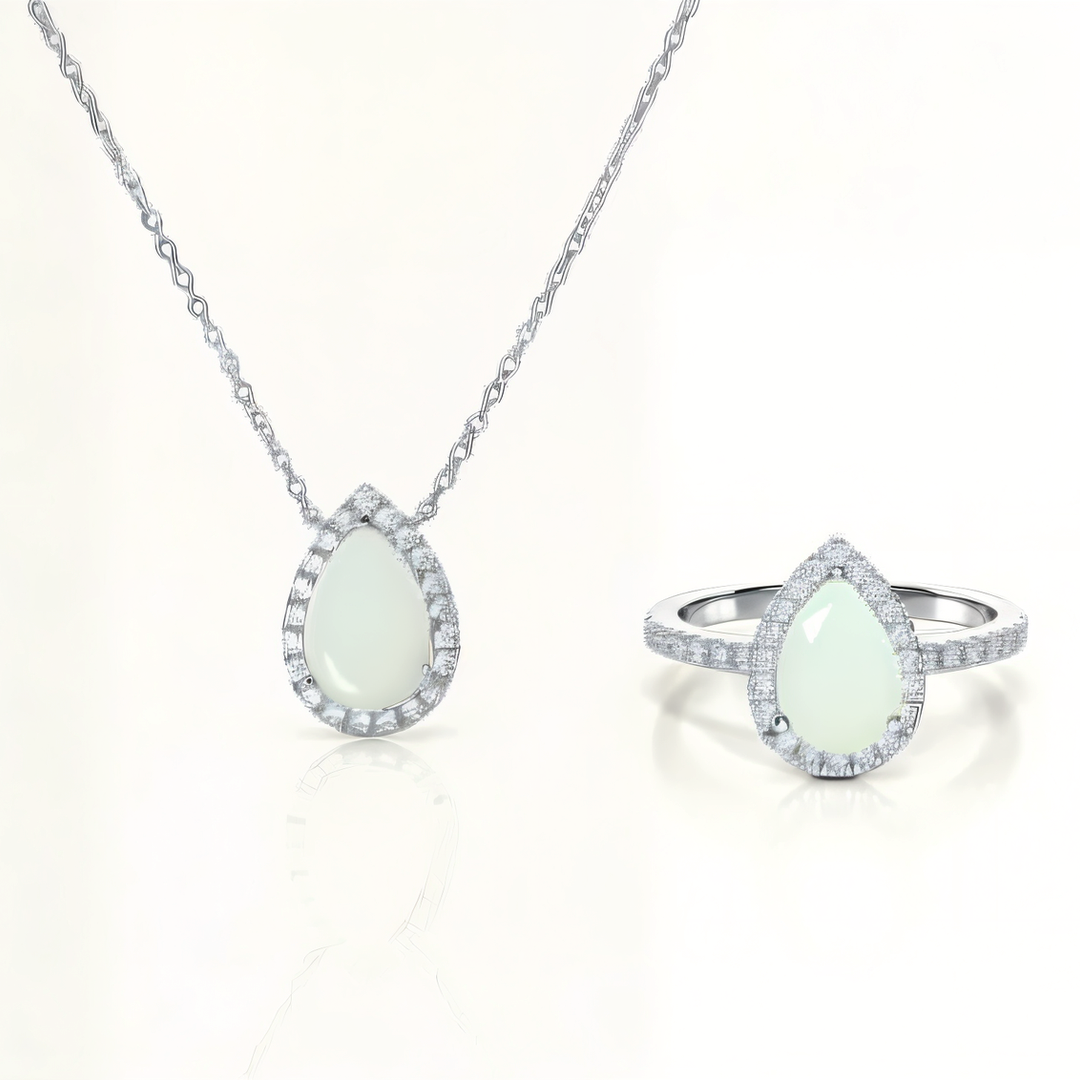 Silver Halo Teardrop Breastmilk Ring &amp; Necklace (DIY KIT)