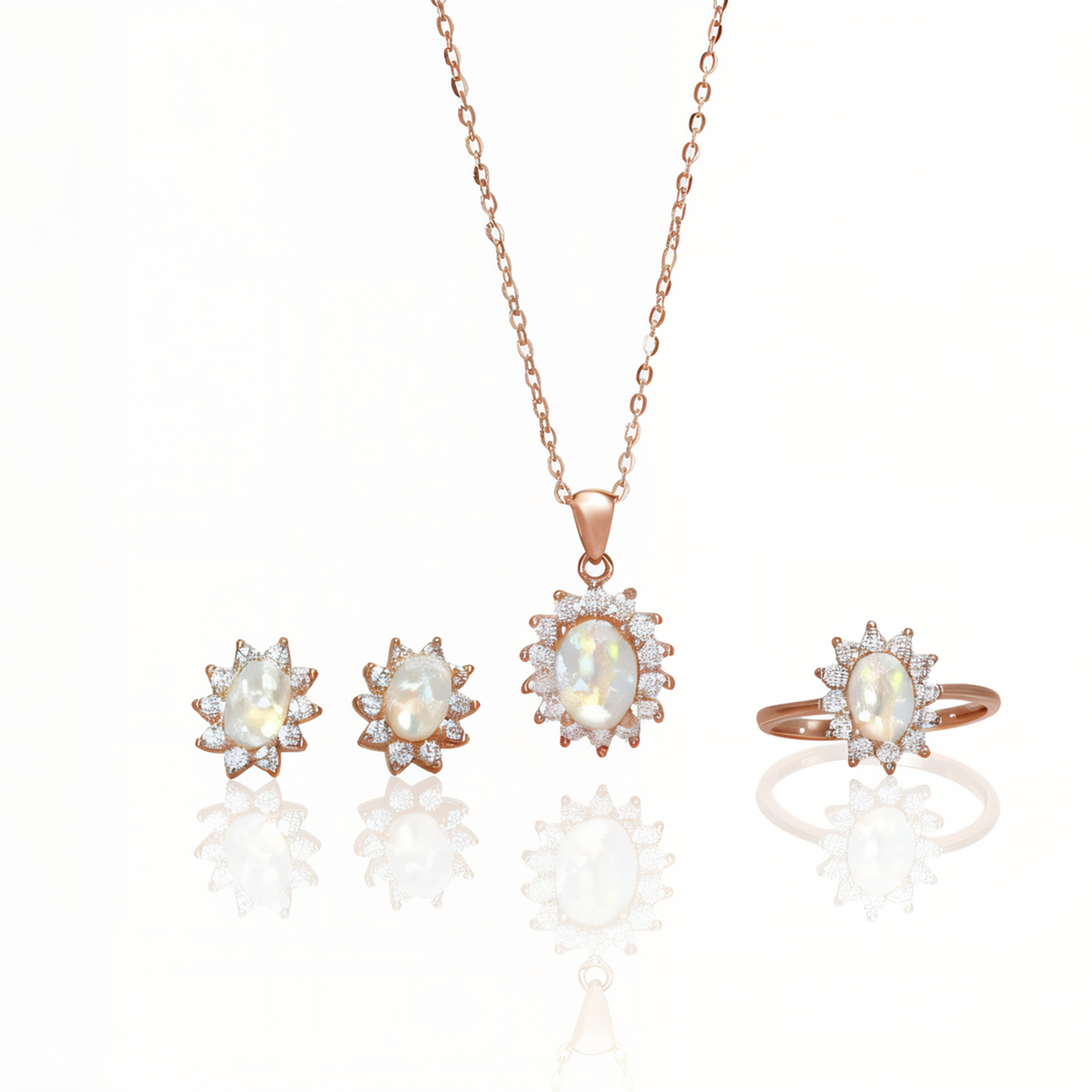 Sterling Silver Oval Halo Starburst Ashes Ring&amp;Necklace&amp;Earrings (DIY KIT)