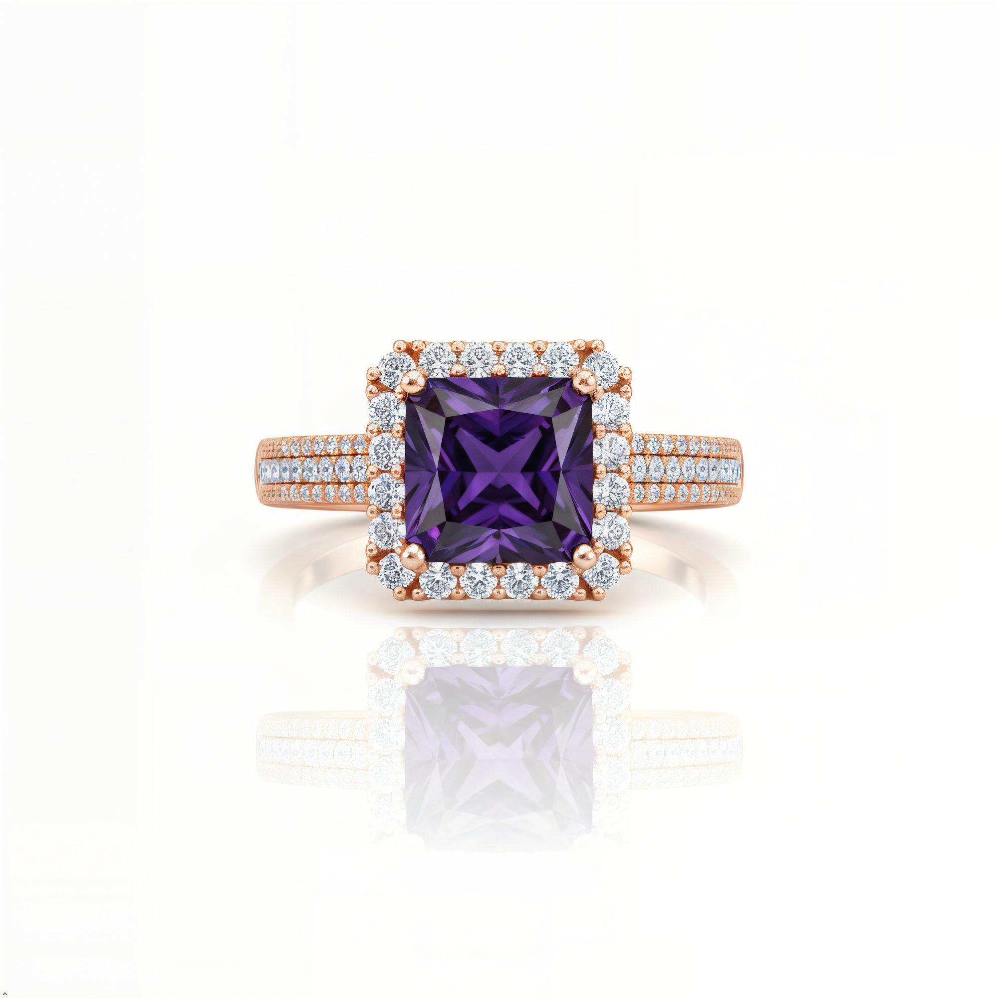 Amber Dusk: Anillo de cenizas de moissanita de talla princesa