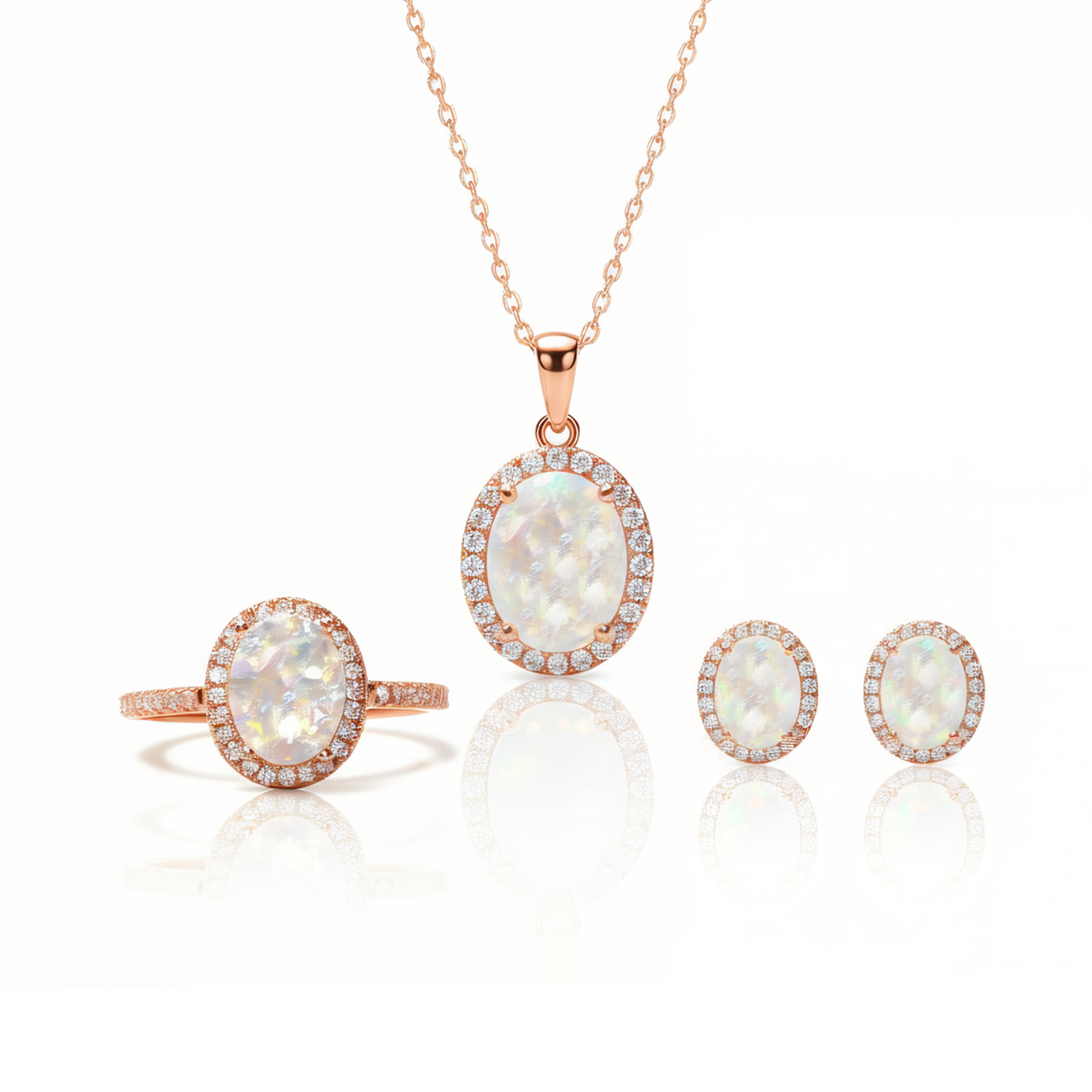 Ovaler Halo-Aschering &amp;amp; Halskette &amp;amp; Ohrringe aus Sterlingsilber (DIY-Kit)