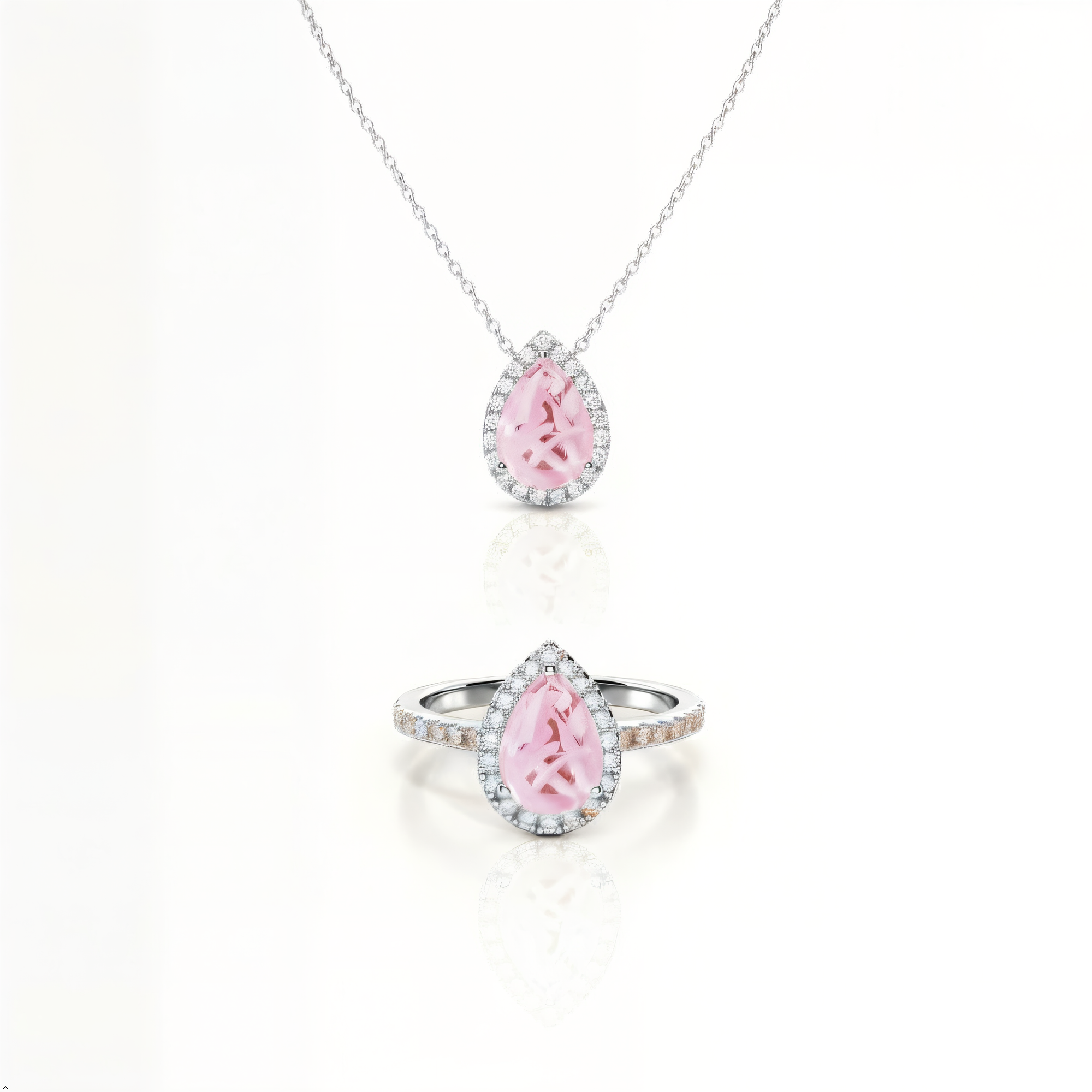 Schwangerschaftstestring und -kette aus Sterlingsilber mit Halo-Tropfendesign (DIY-KIT)