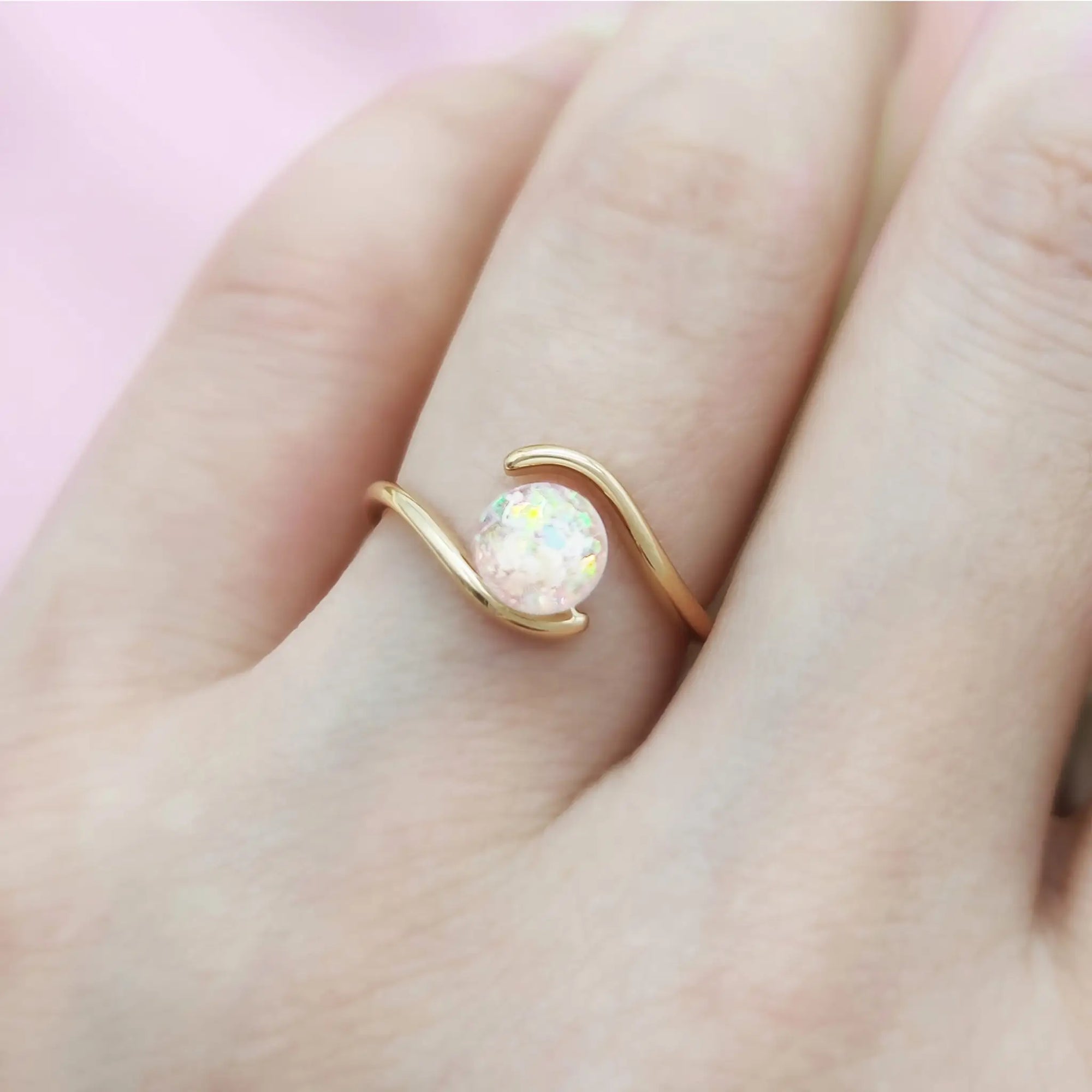 Handcrafted Flowing Light Ashes Ring for Cherished Memories