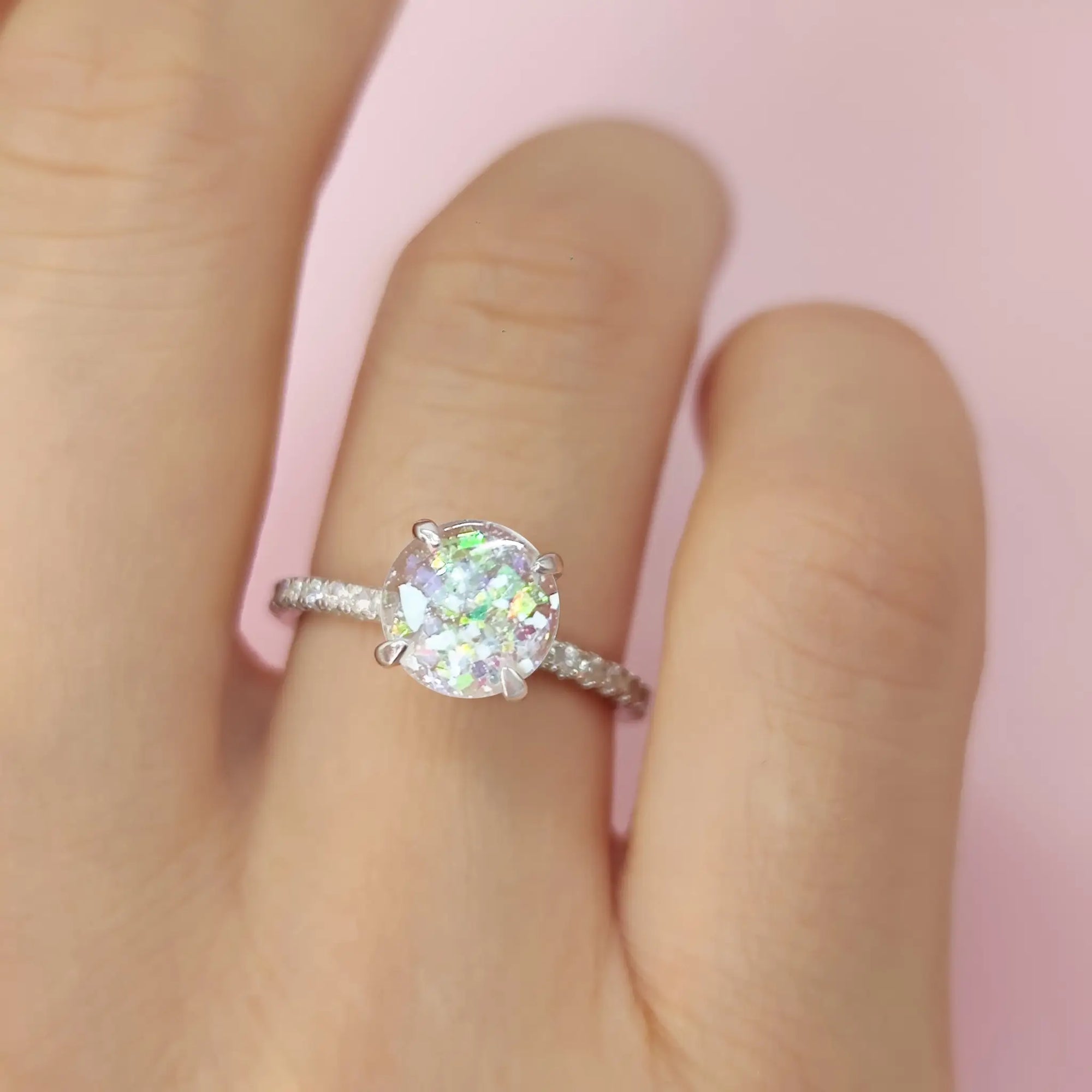 Iridescent Ashes Ring | Memorial Keepsake Jewelry