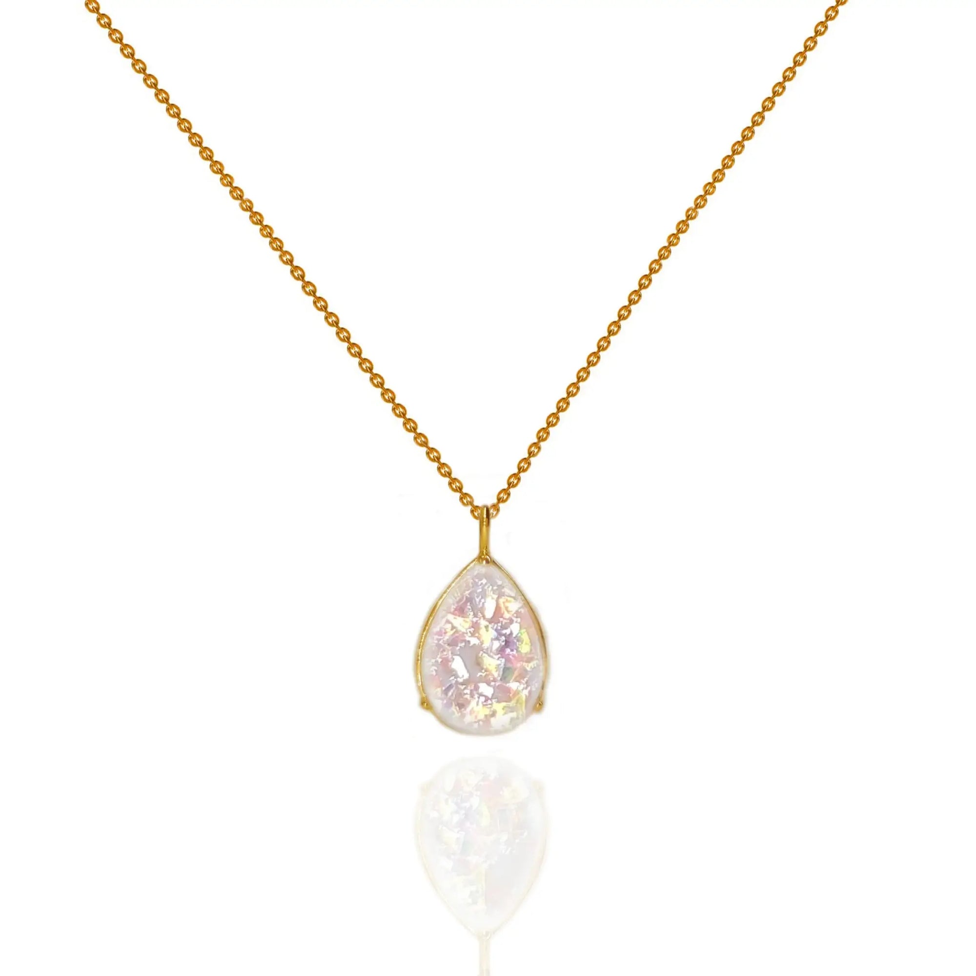 Glisten Drop: Gold Teardrop Memorial Ashes Necklace