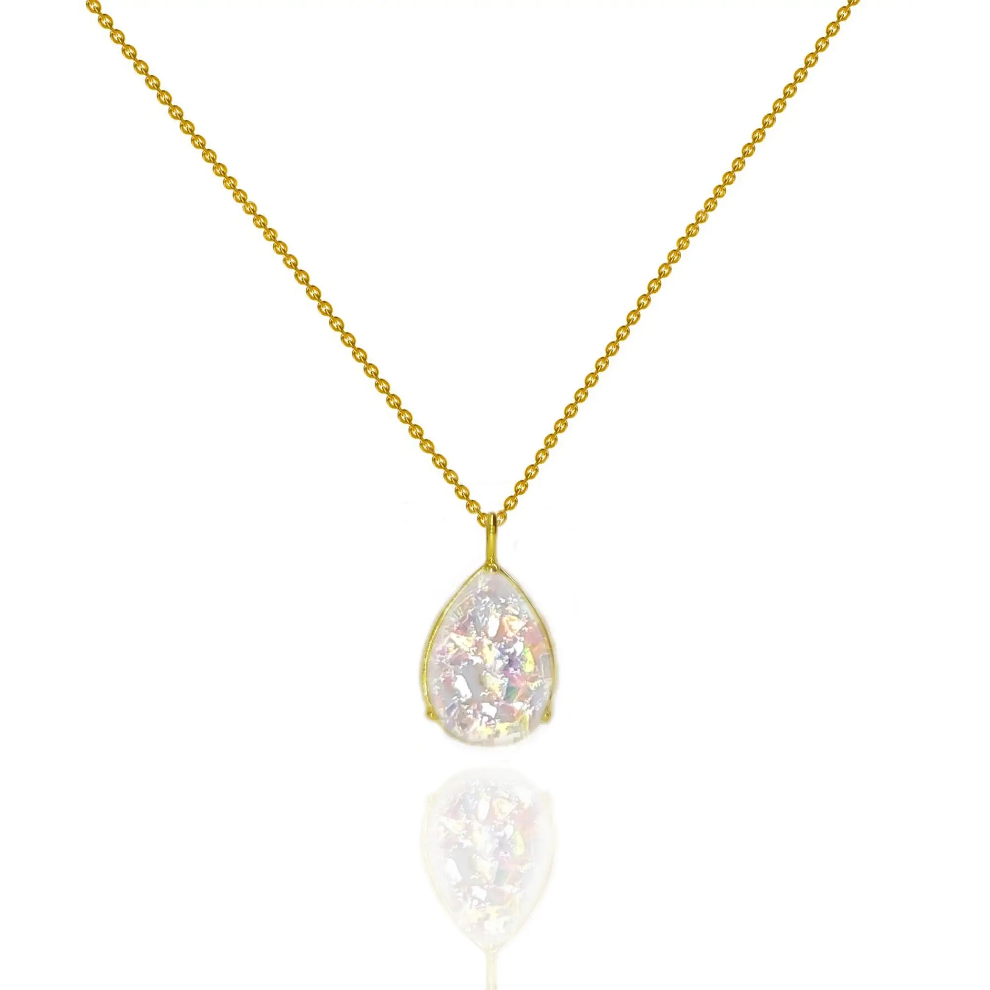 Glisten Drop: Gold Teardrop Memorial Ashes Necklace