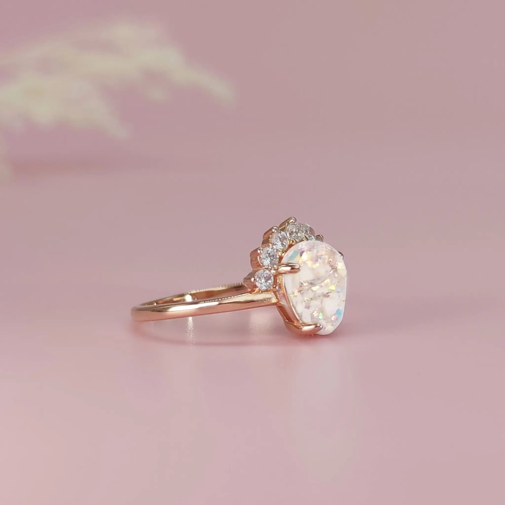 Handcrafted Ashes Ring: Glistening Crown Design