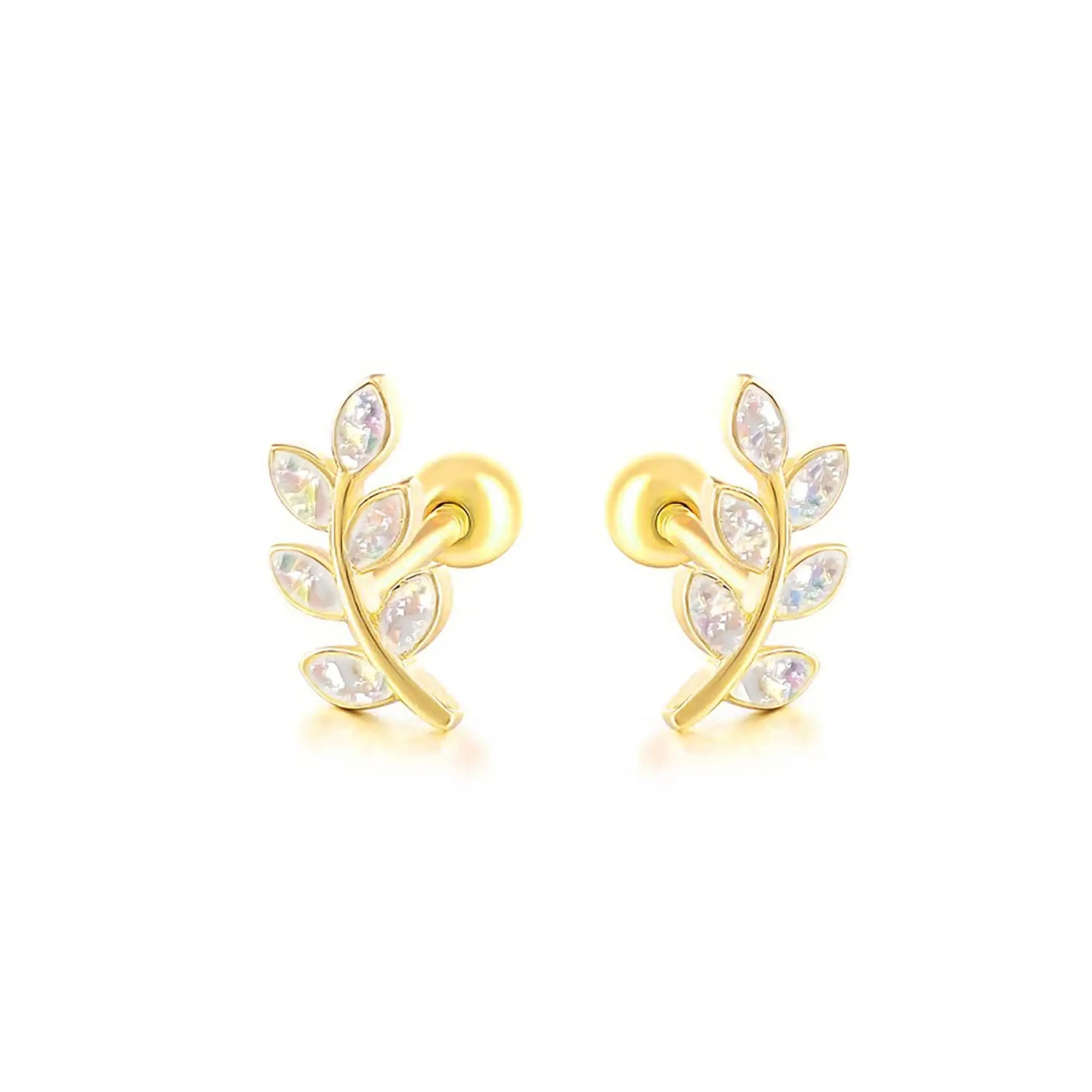 Handcrafted Golden Laurel Ashes Earrings for Remembrance