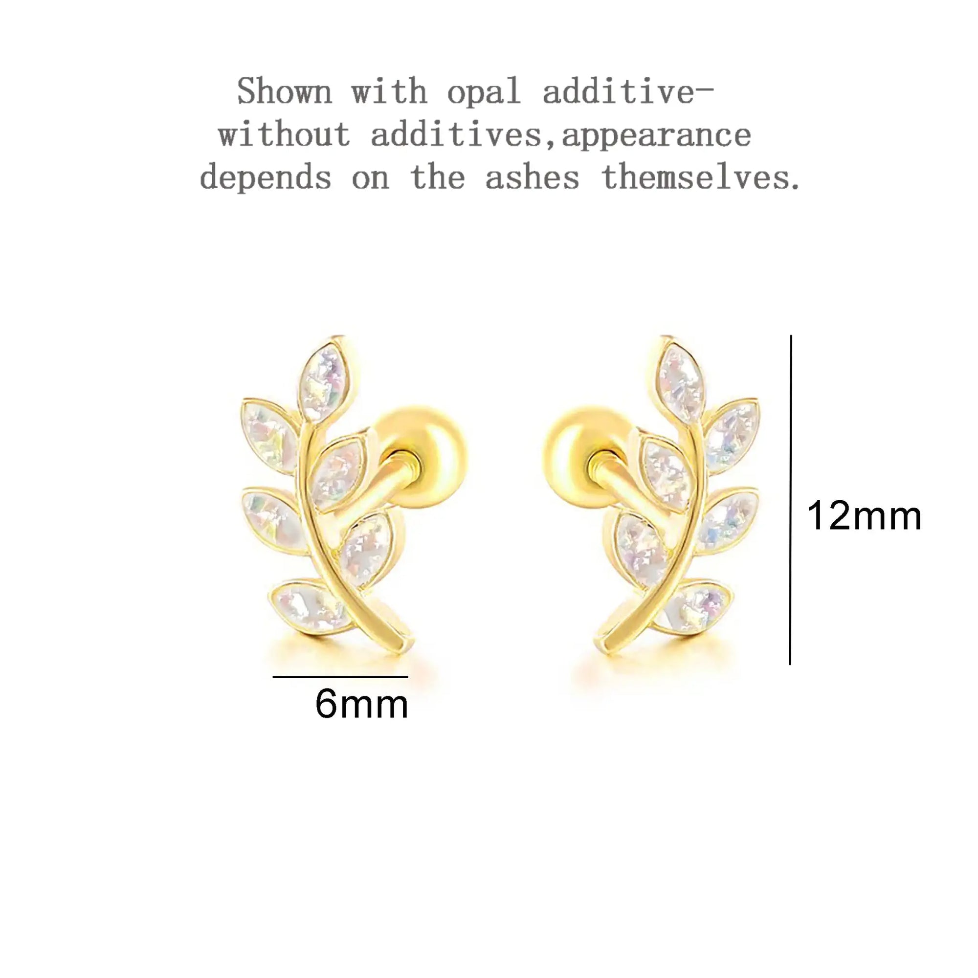 Handcrafted Golden Laurel Ashes Earrings for Remembrance