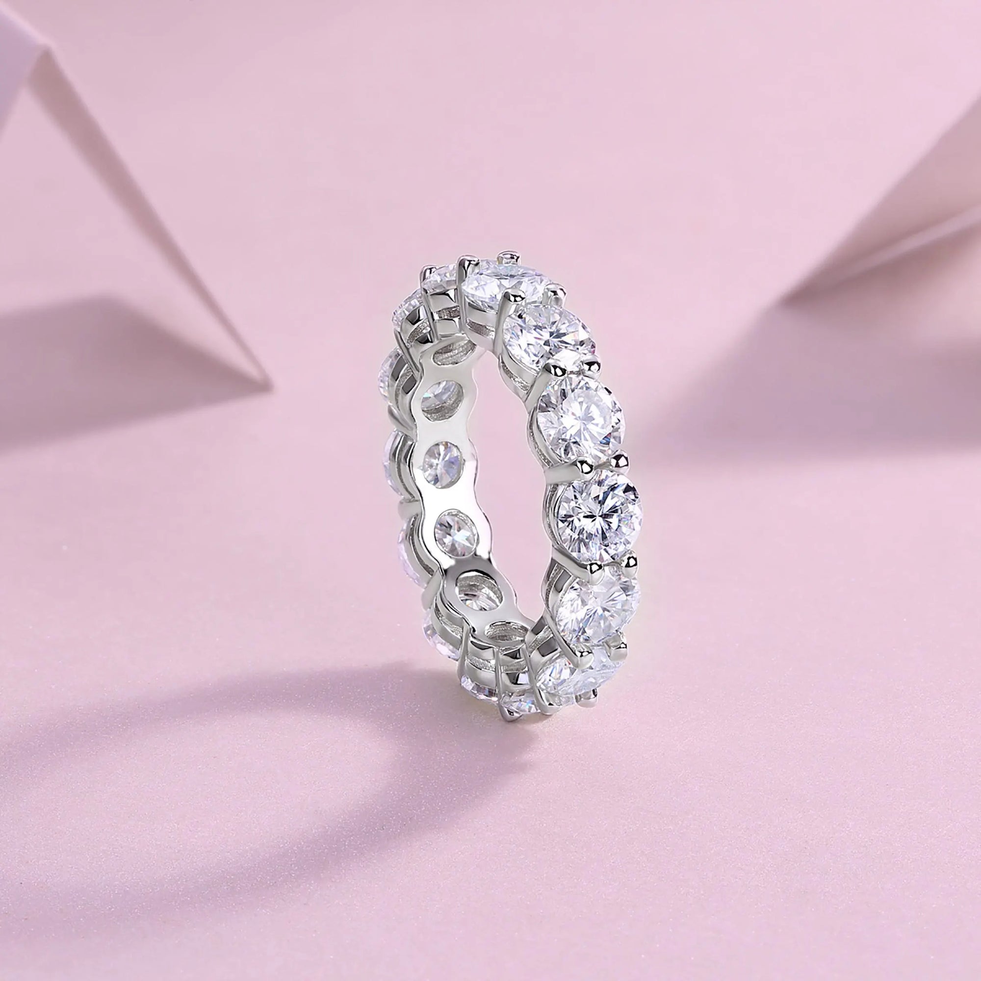 Eternity Embrace: Full Band Birthstone Stackable Moissanite Ashes Ring