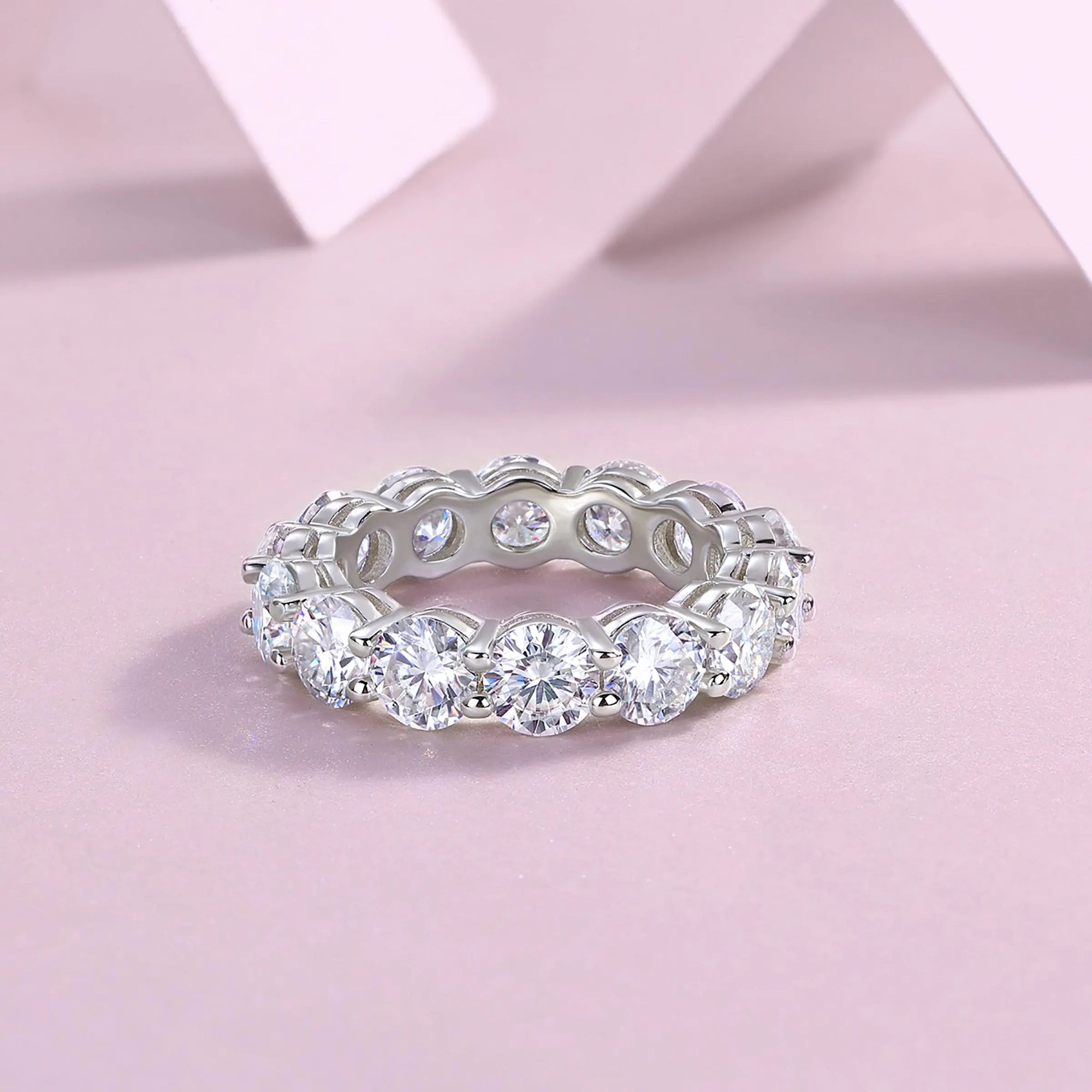 Eternity Embrace: Full Band Birthstone Stackable Moissanite Ashes Ring
