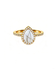 NurtureDrop: Teardrop Breastmilk & Baby Hair Halo Solid Gold Ring