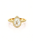 Teardrop Pet Hair/Fur Halo Solid Gold Ring