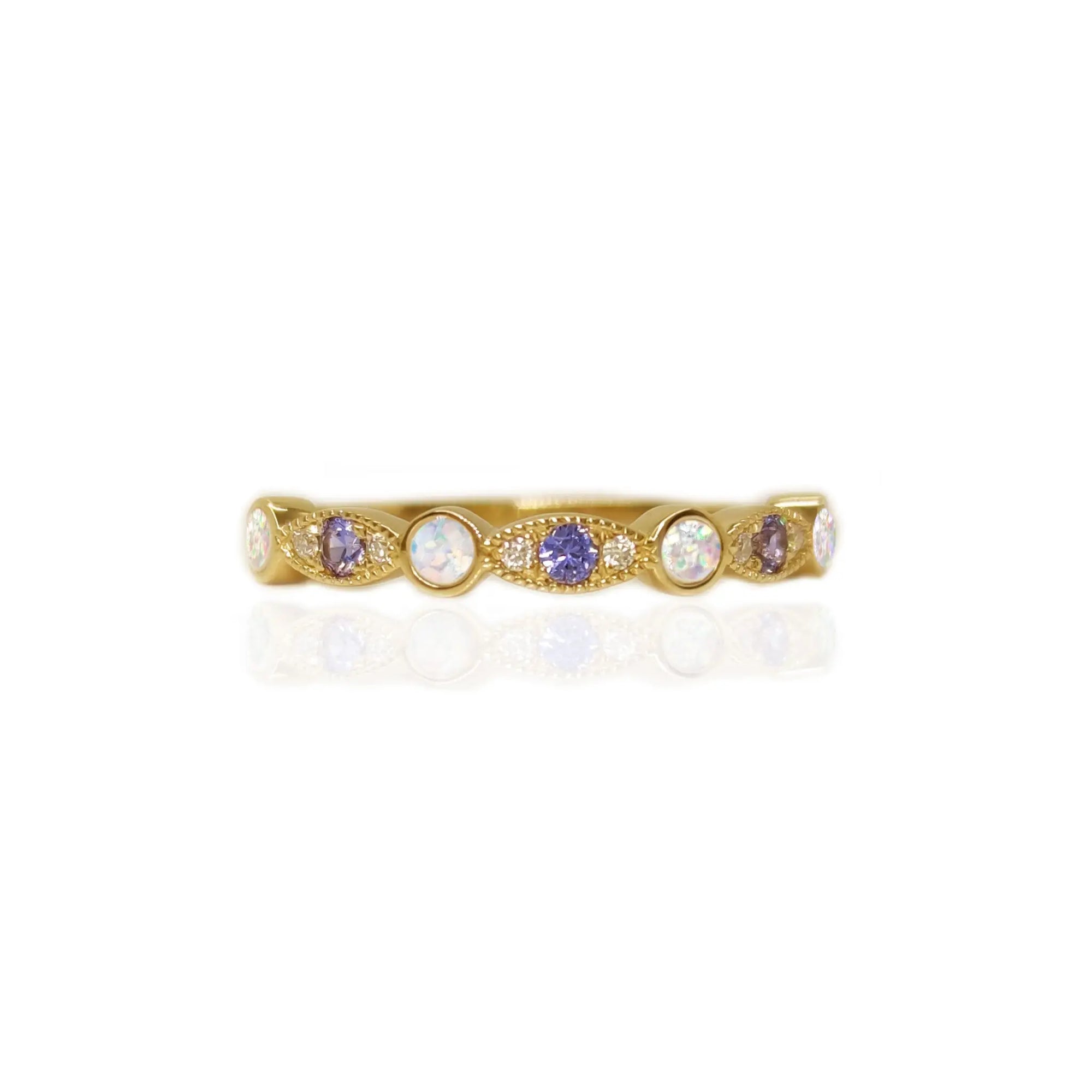 Handcrafted Gold Birthstone Ashes Stackable Ring