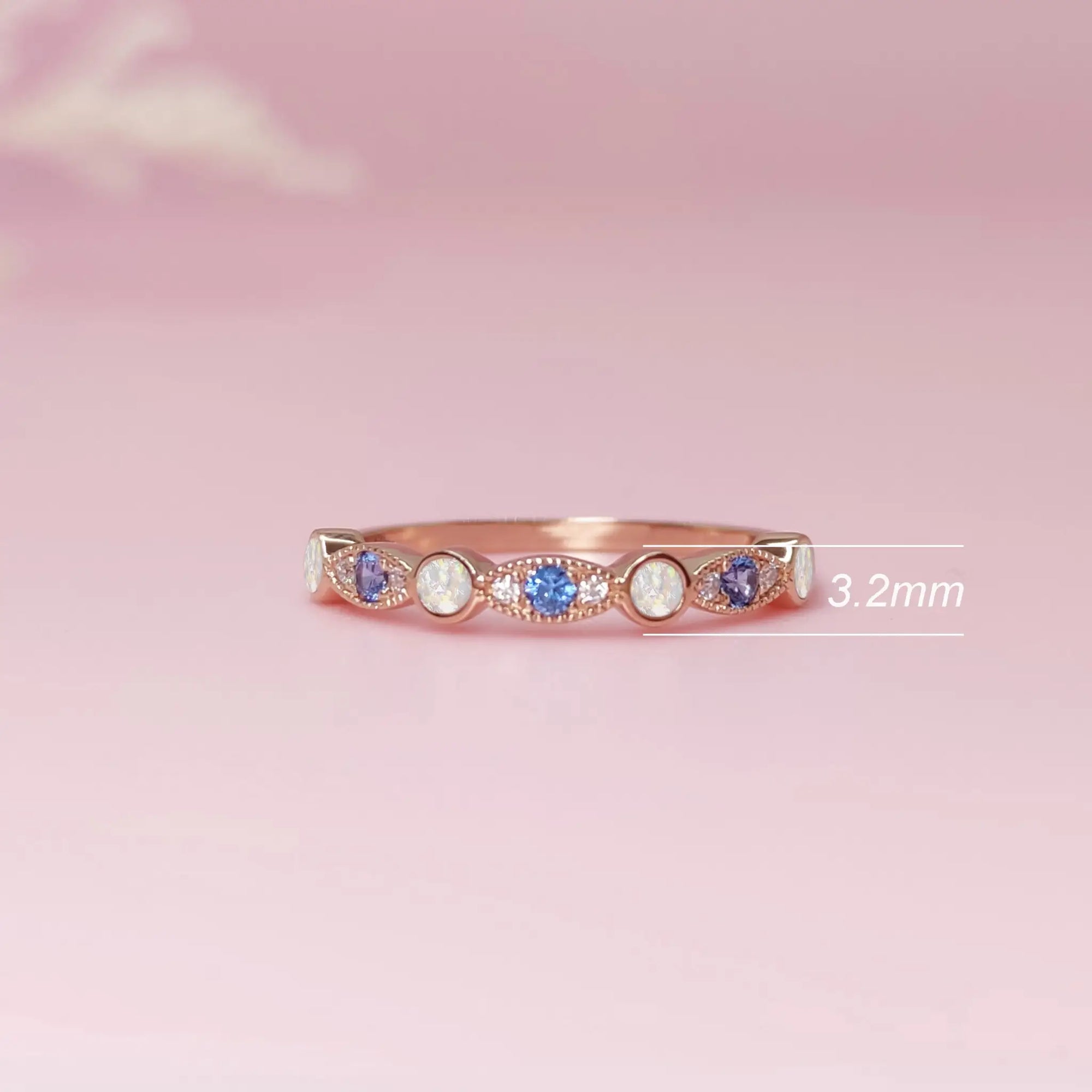 Handcrafted Gold Birthstone Ashes Stackable Ring