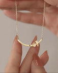 Lunar Sparkle: Solid Gold Footprint Necklace
