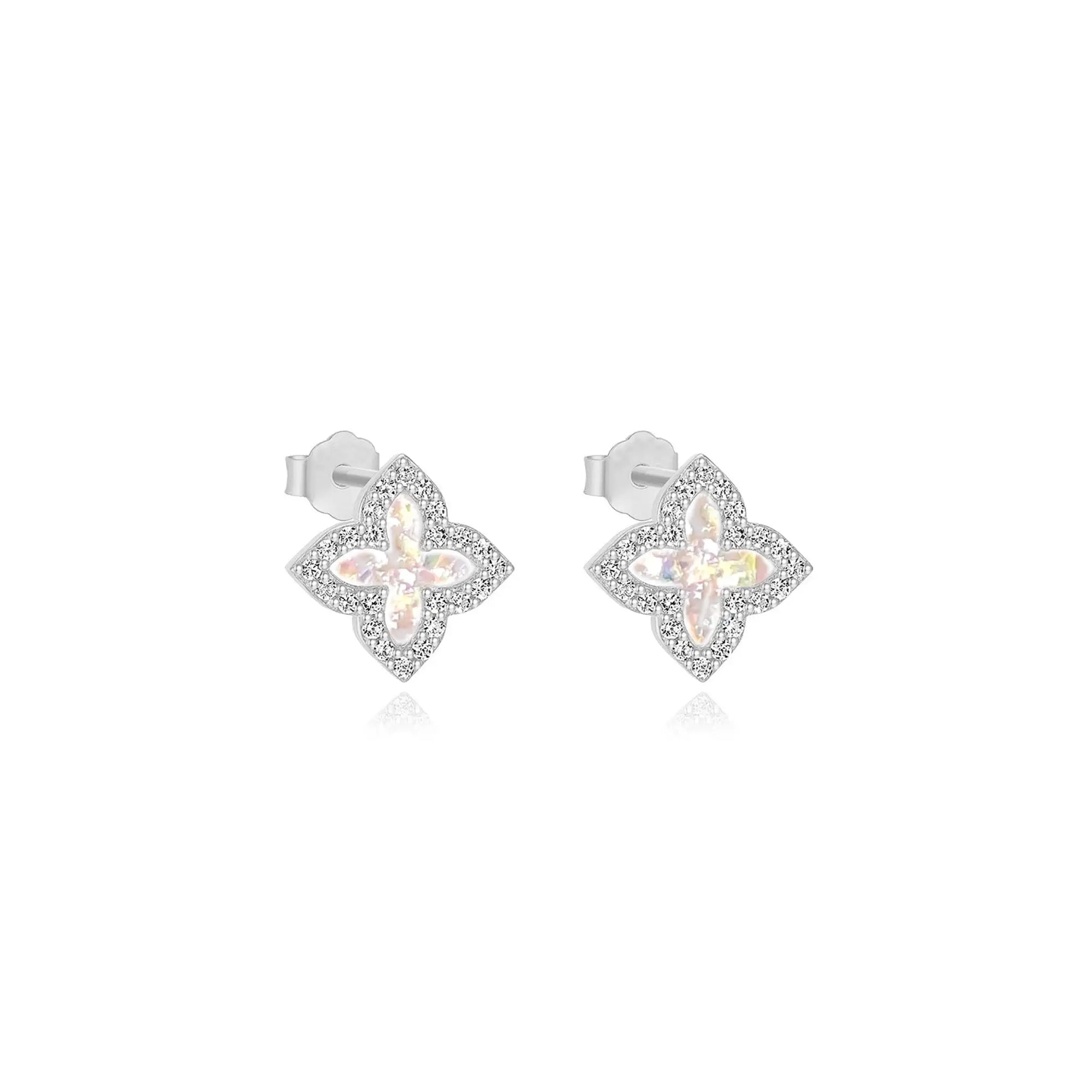 Cremation Ashes Earrings - Sparkling Clover Design