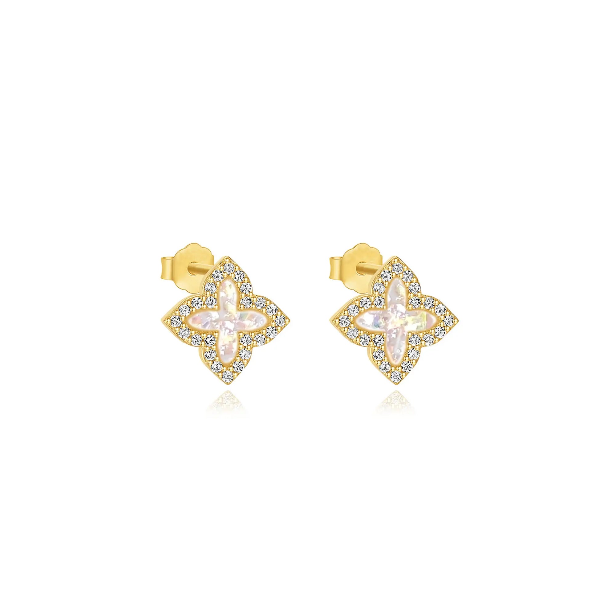 Cremation Ashes Earrings - Sparkling Clover Design