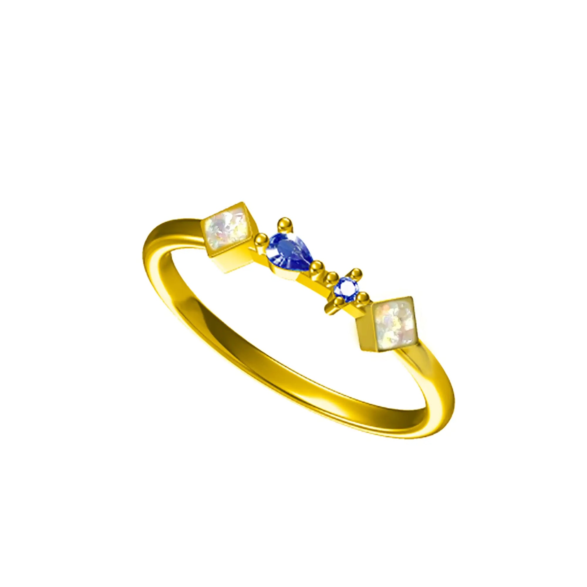 Starlit Whimsy Ashes Memorial Birthstone Ring