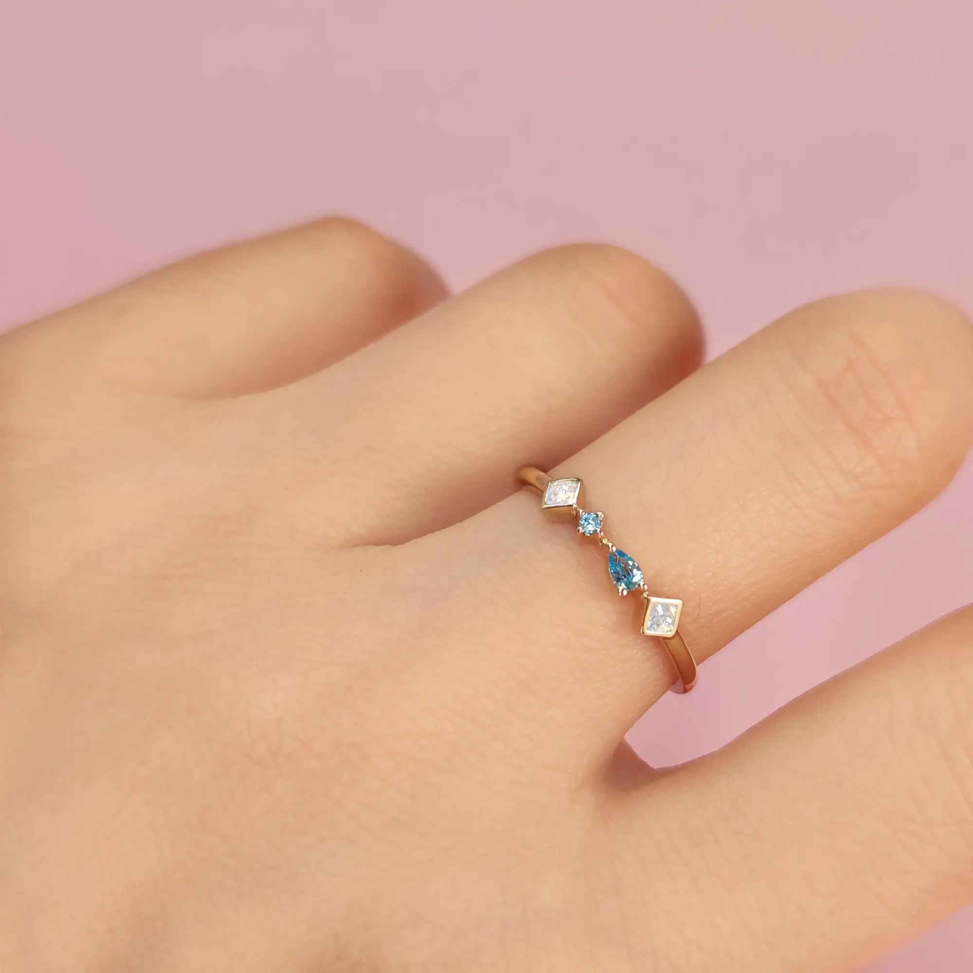 Starlit Whimsy Ashes Memorial Birthstone Ring