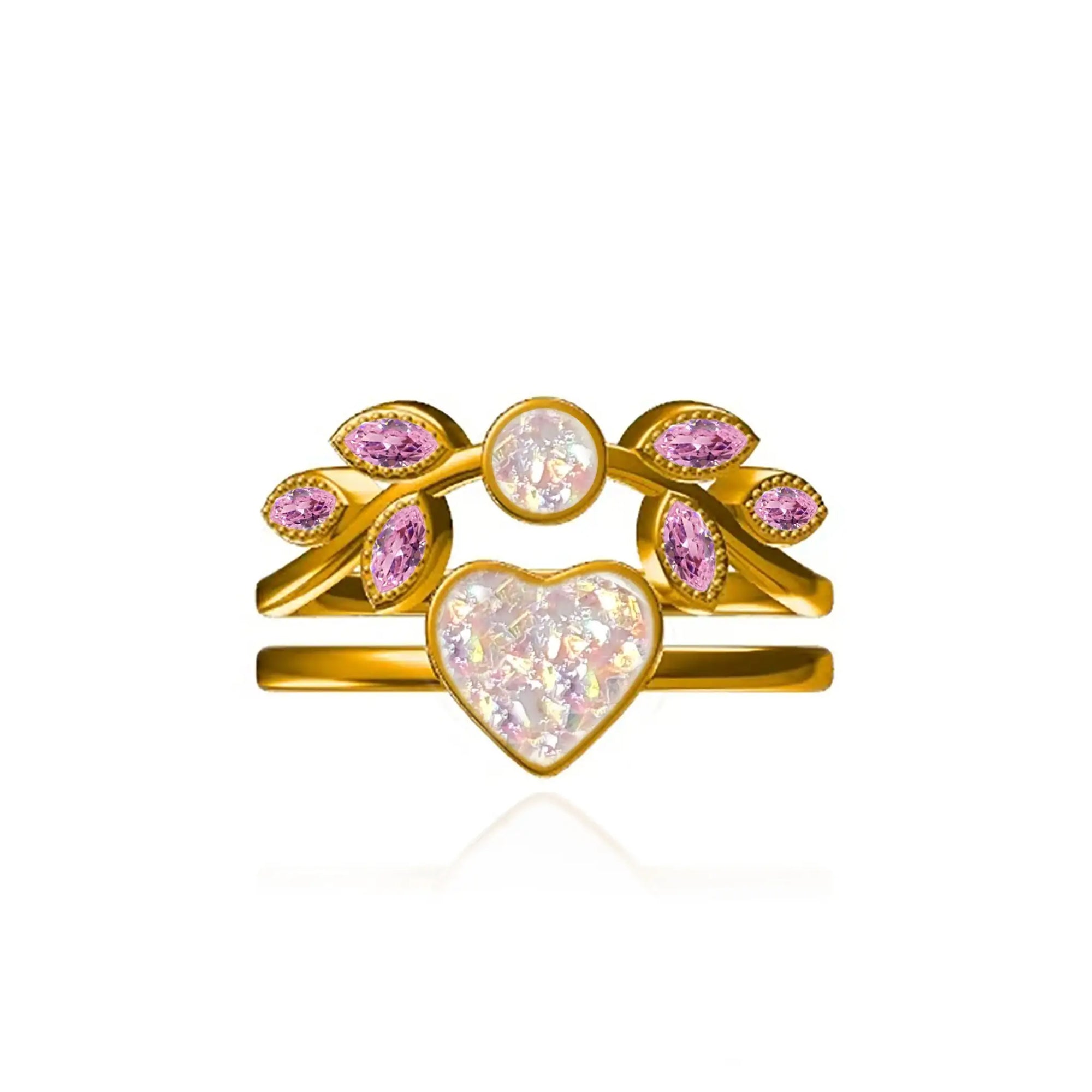 Handcrafted Whispering Heartleaf Ashes Ring Set