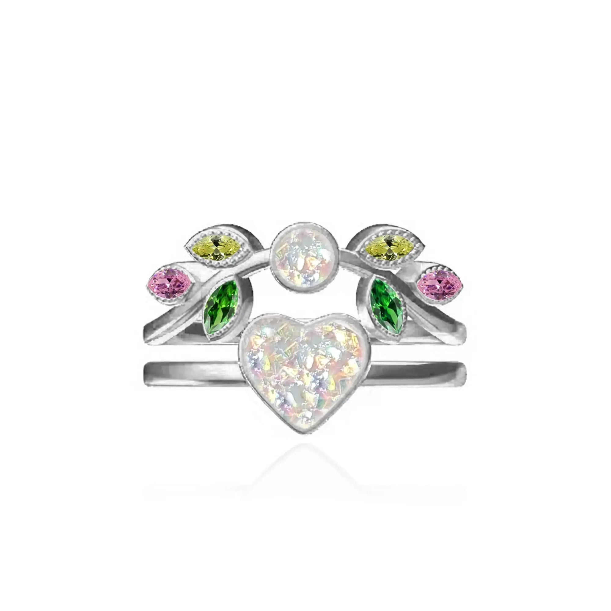 Handcrafted Whispering Heartleaf Ashes Ring Set