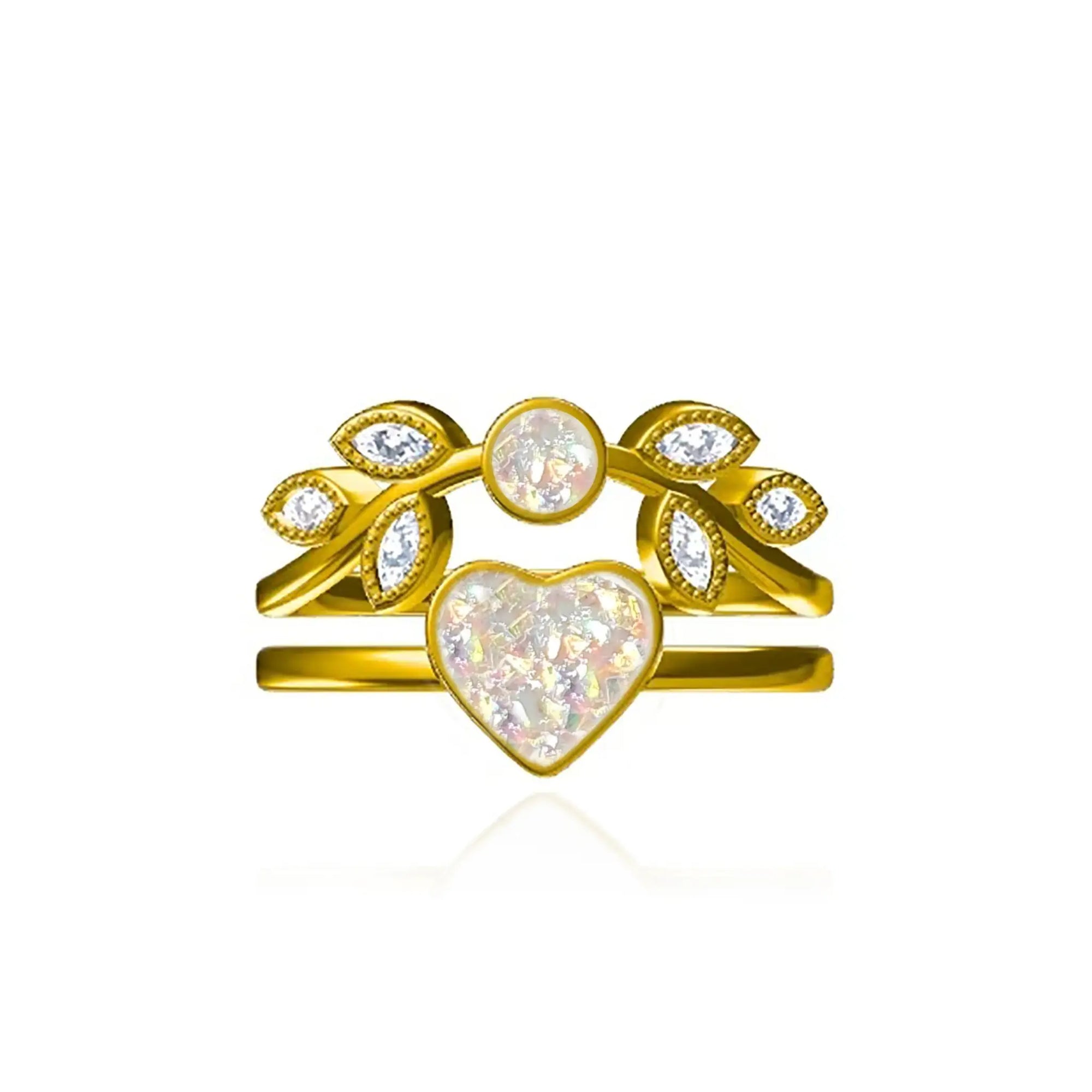 Handcrafted Whispering Heartleaf Ashes Ring Set