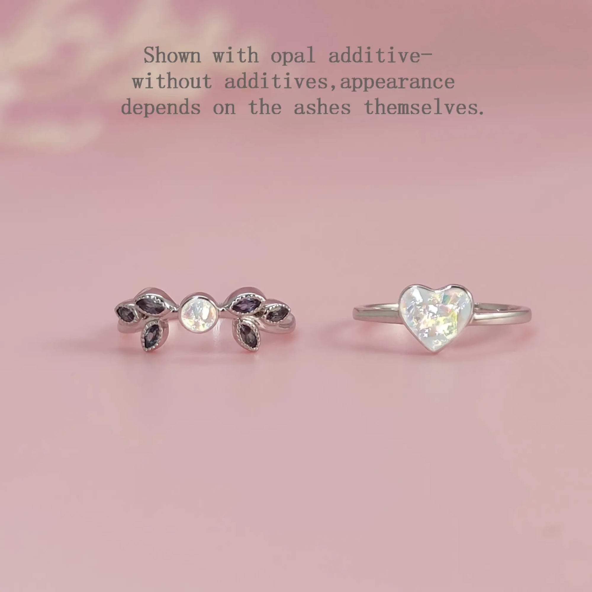 Handcrafted Whispering Heartleaf Ashes Ring Set